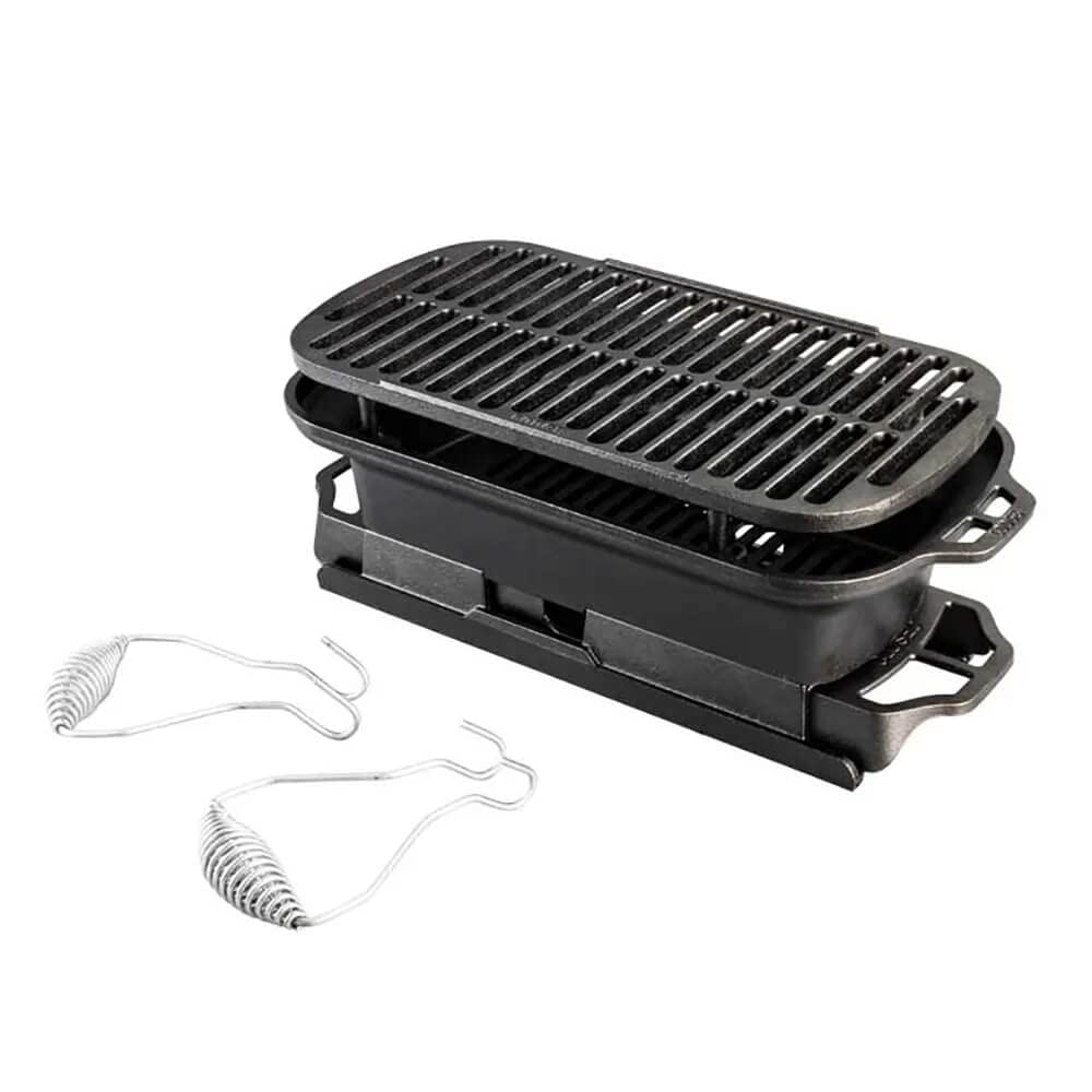 Lodge Seasoned Sportsman's Pro Cast Iron Grill Pan - 12 Inch Pre-Seasoned Outdoor Grill for Camping, BBQ & Backyard Cooking - Perfect for Steaks, Burgers & Vegetables