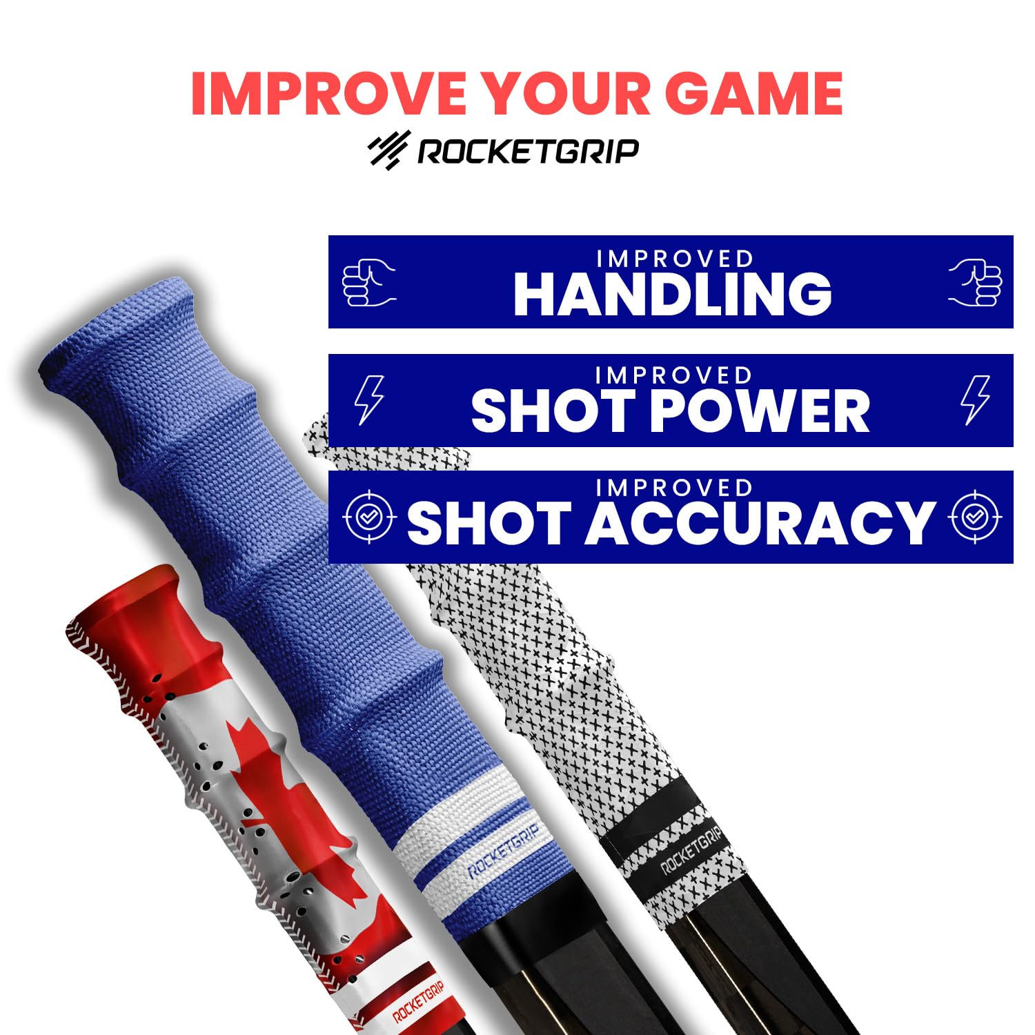 ROCKETGRIP Personalized Hockey Stick Grip Tape 2-Pack - Durable Premium Replacement Grip for Ice Hockey - Easy Installation for Adults & Kids - Perfect for Practice & Game Day Performance