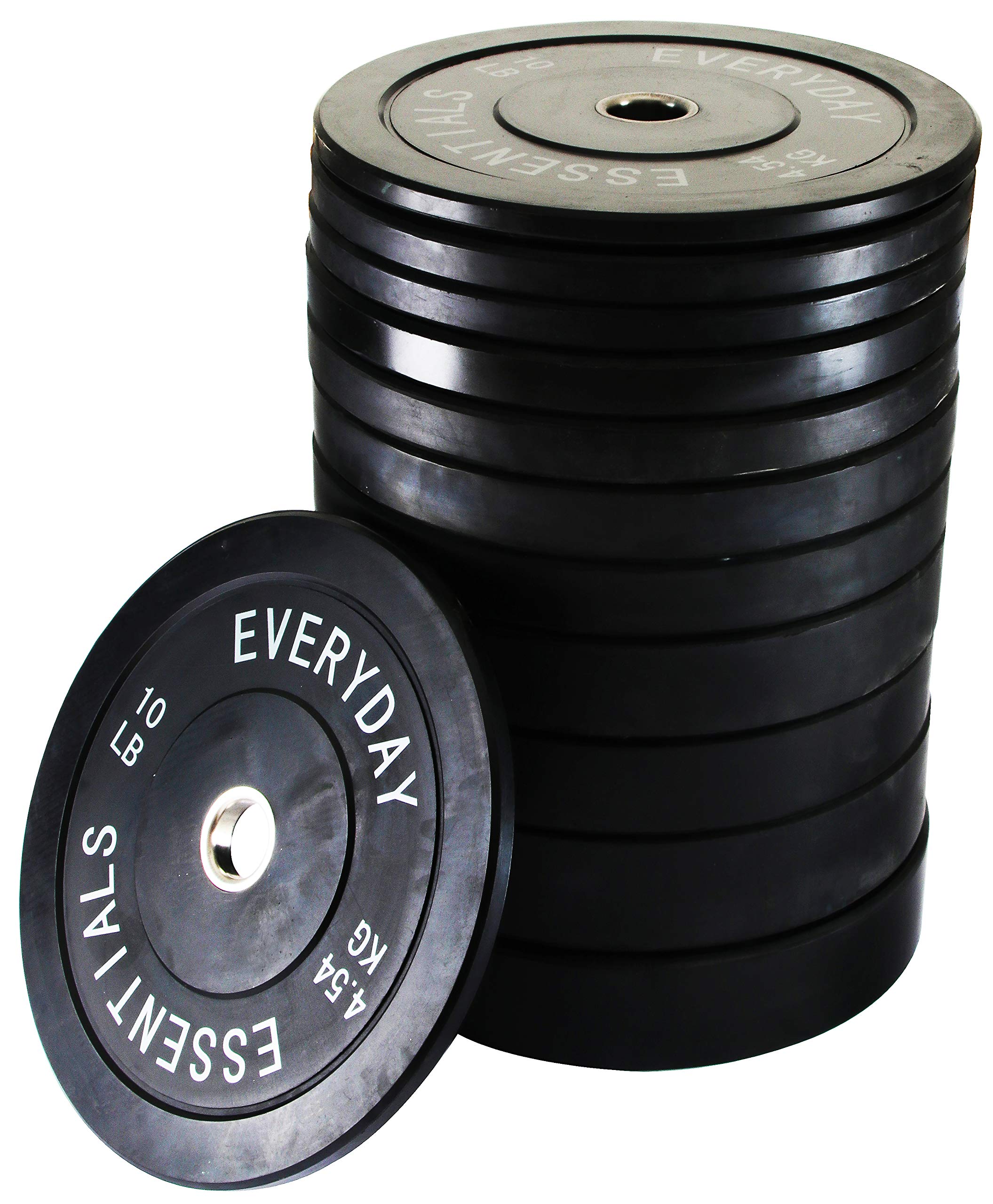 BalanceFrom Black Olympic Bumper Plates Set - 370LB Weight Plates with Steel Hub & 7FT Olympic Barbell (Includes 2x10/15/25/35/45/55LB Plates) - Perfect for Home Gym, CrossFit Training & Weightlifting Workouts