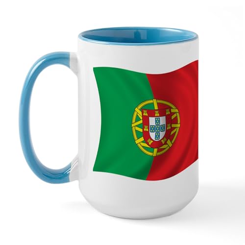White/Blue Inside - Wavy Portugal Flag Large Mug