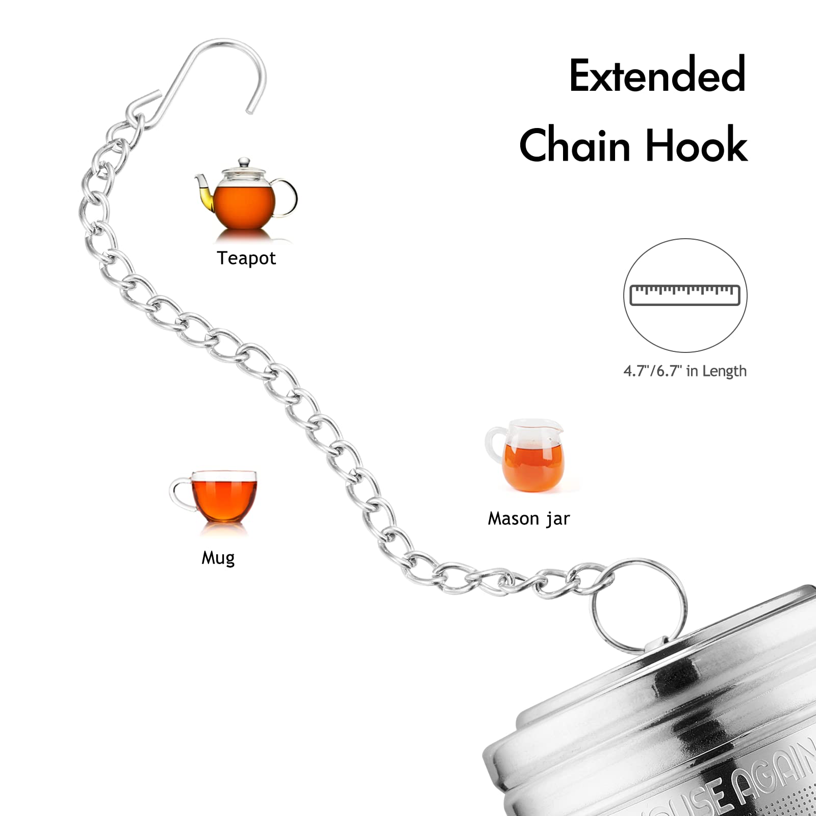 Premium Stainless Steel Tea Infuser Set (2 Pack - Large & Small) | Extra Fine Mesh Loose Leaf Tea Strainer with Extended Chain Hook | Perfect for Home, Office & Travel Use