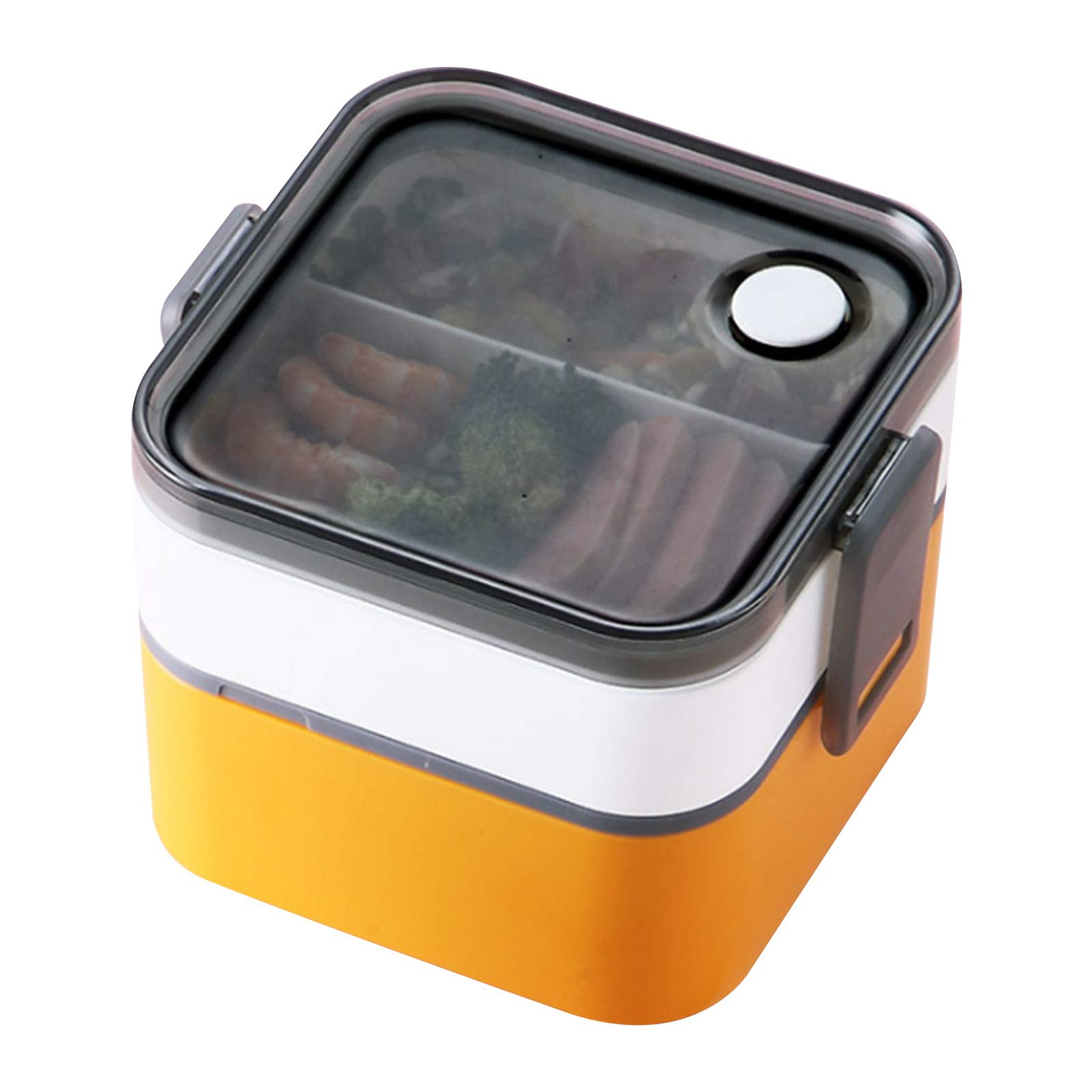 Portable Microwave Oven Lunch Box with Cutlery Set - BPA-Free Food Container for Office, School & Travel - Yellow Insulated Meal Prep Box