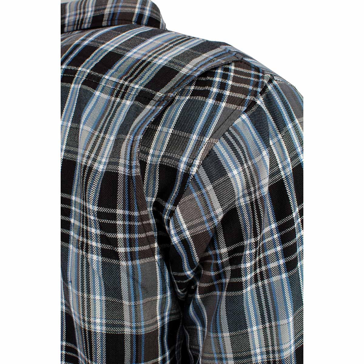 Milwaukee Leather MPM1636 Men's Long Sleeve Flannel Biker Shirt with CE Approved Armor - Aramid Fiber Reinforced for Motorcycle Riding & Outdoor Adventures