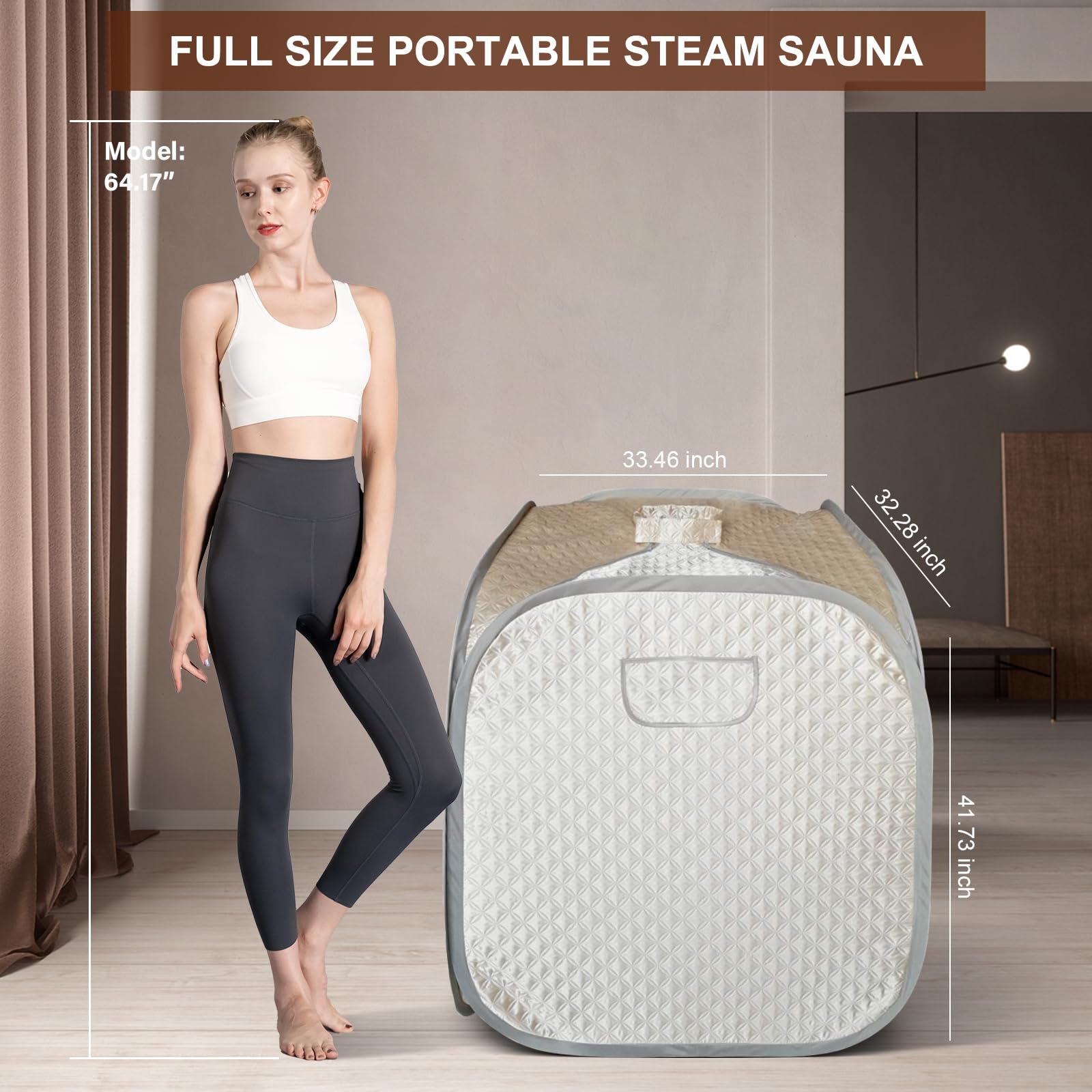 Smartmak Portable Steam Sauna for Home Use - 2L Detox & Weight Loss Personal Sauna with Remote Control | Eco-Friendly, US Plug (Champagne) | Perfect for Relaxation, Spa Days & Post-Workout Recovery