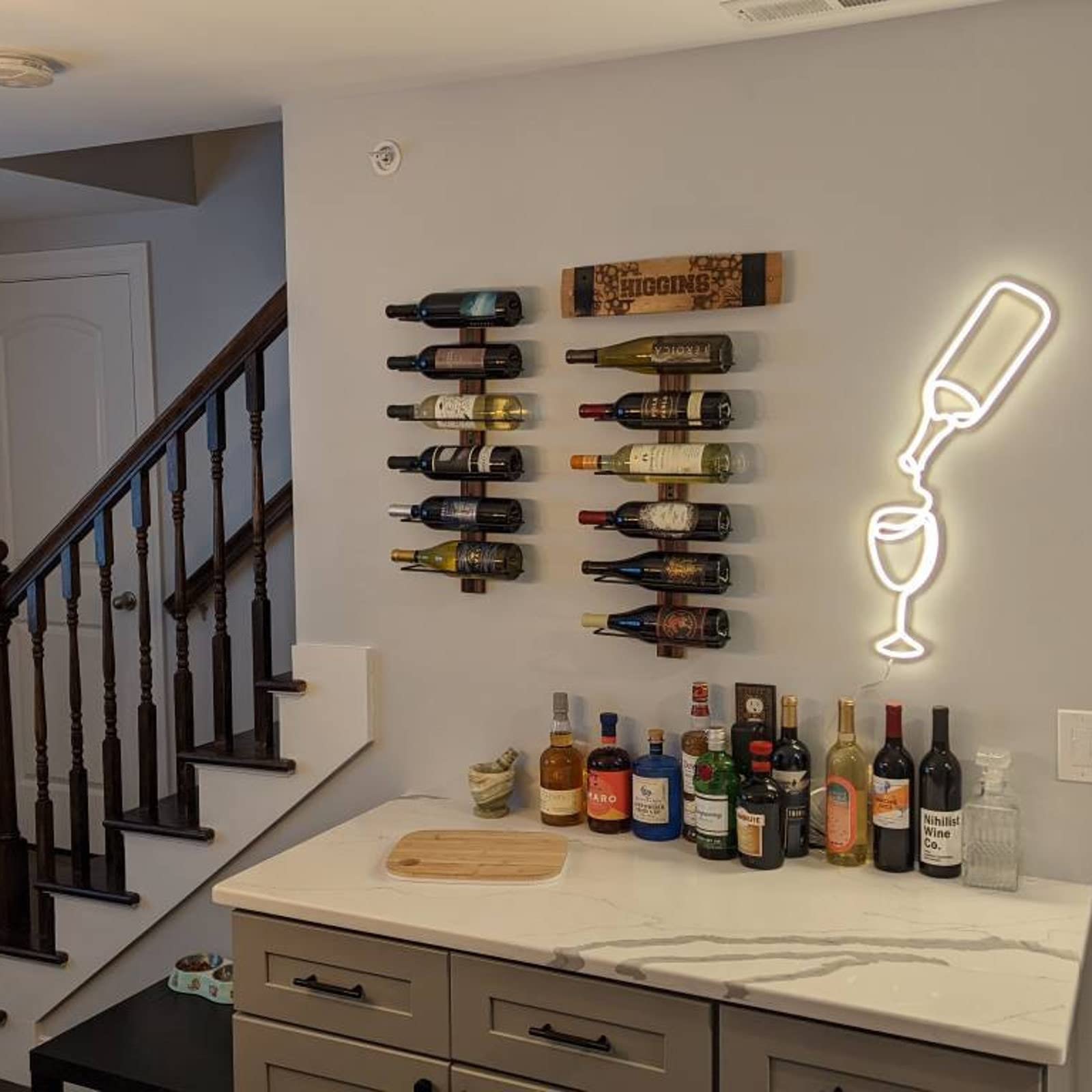 Cheers Bar Neon Sign with Remote - Dimmable LED Wall Decor for Home Bars, Pubs & Man Caves | Wine Bottle Shaped Light for Christmas, Birthday Gifts & Party Decor | Warm White Timed Lighting for Bedroom, Bistro & Club Atmosphere