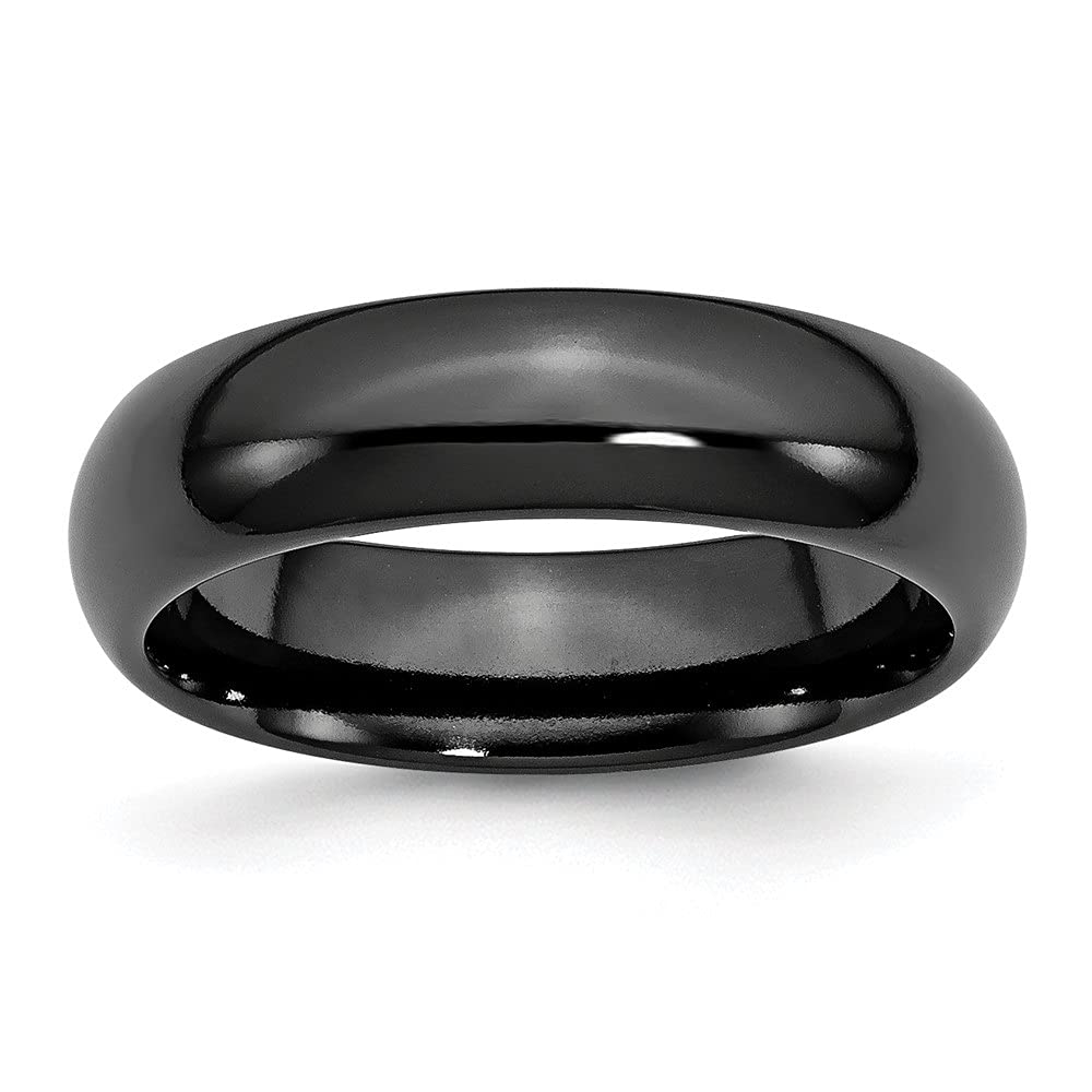 Titanium Black 6mm Polished Wedding Band Ring for Women - Durable & Hypoallergenic - Perfect for Engagements, Anniversaries & Everyday Wear