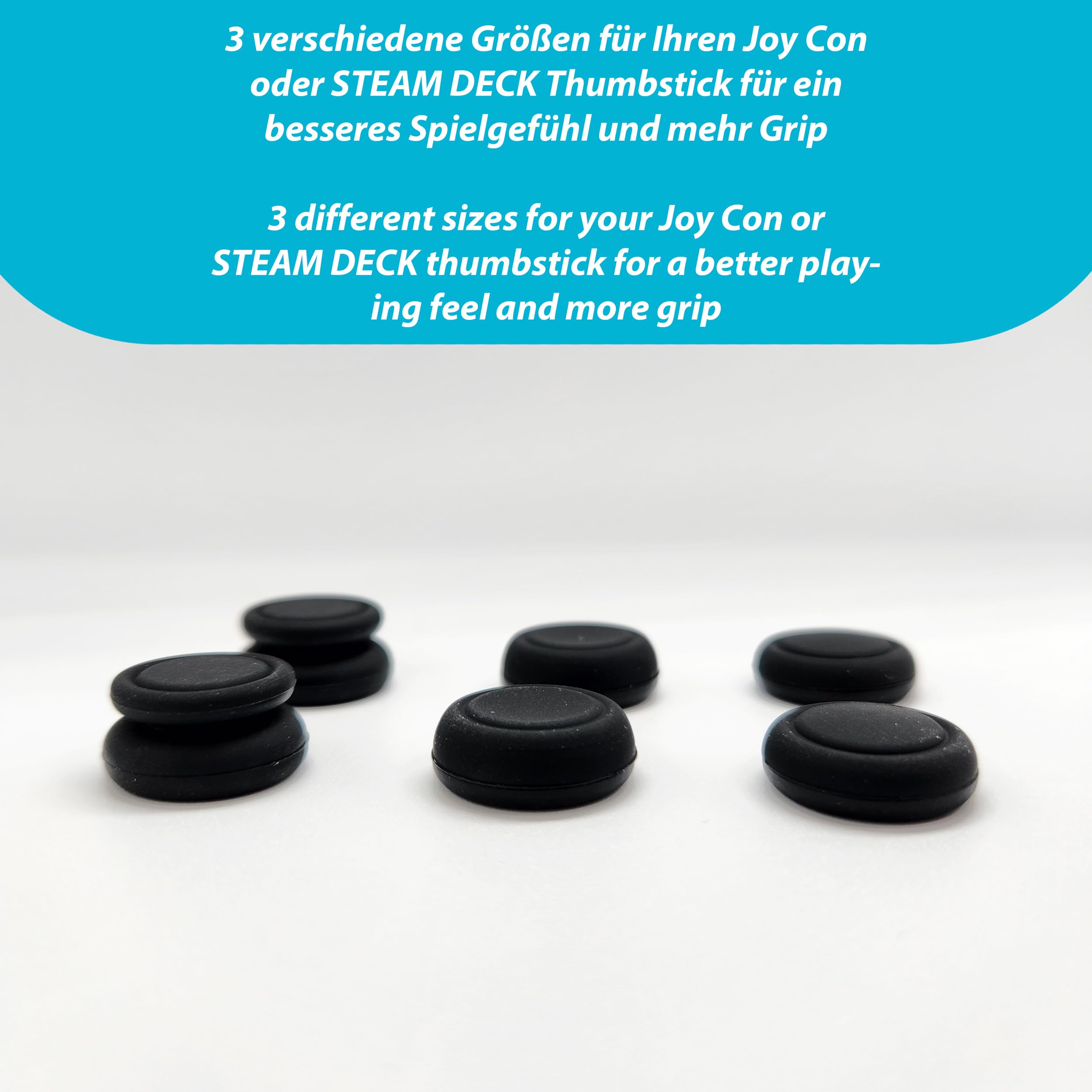 MatoSan® 6X Joystick Caps Compatible with Nintendo Switch Joy-Con & Lite OLED | Thumb Grips for Steam Deck Accessories | Enhanced Grip & Protection (Black) - Perfect for Gaming, Travel & Long Play Sessions