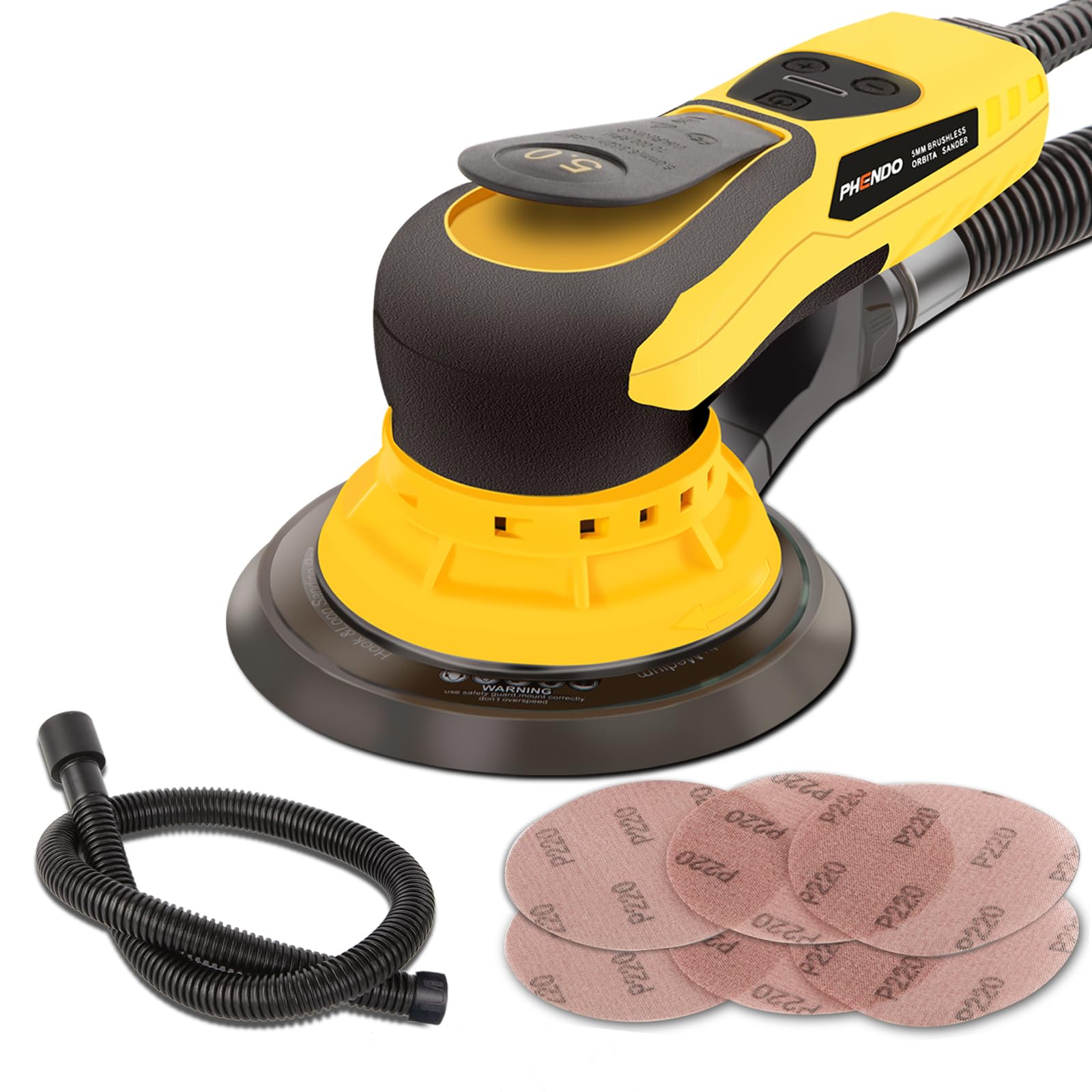 Brushless Electric Random Orbital Sander 350W 3A - Variable Speed Corded Sanding Machine for Woodworking, Car Detailing, Drywall & Polishing | Professional Power Tool for DIY Projects & Home Renovation