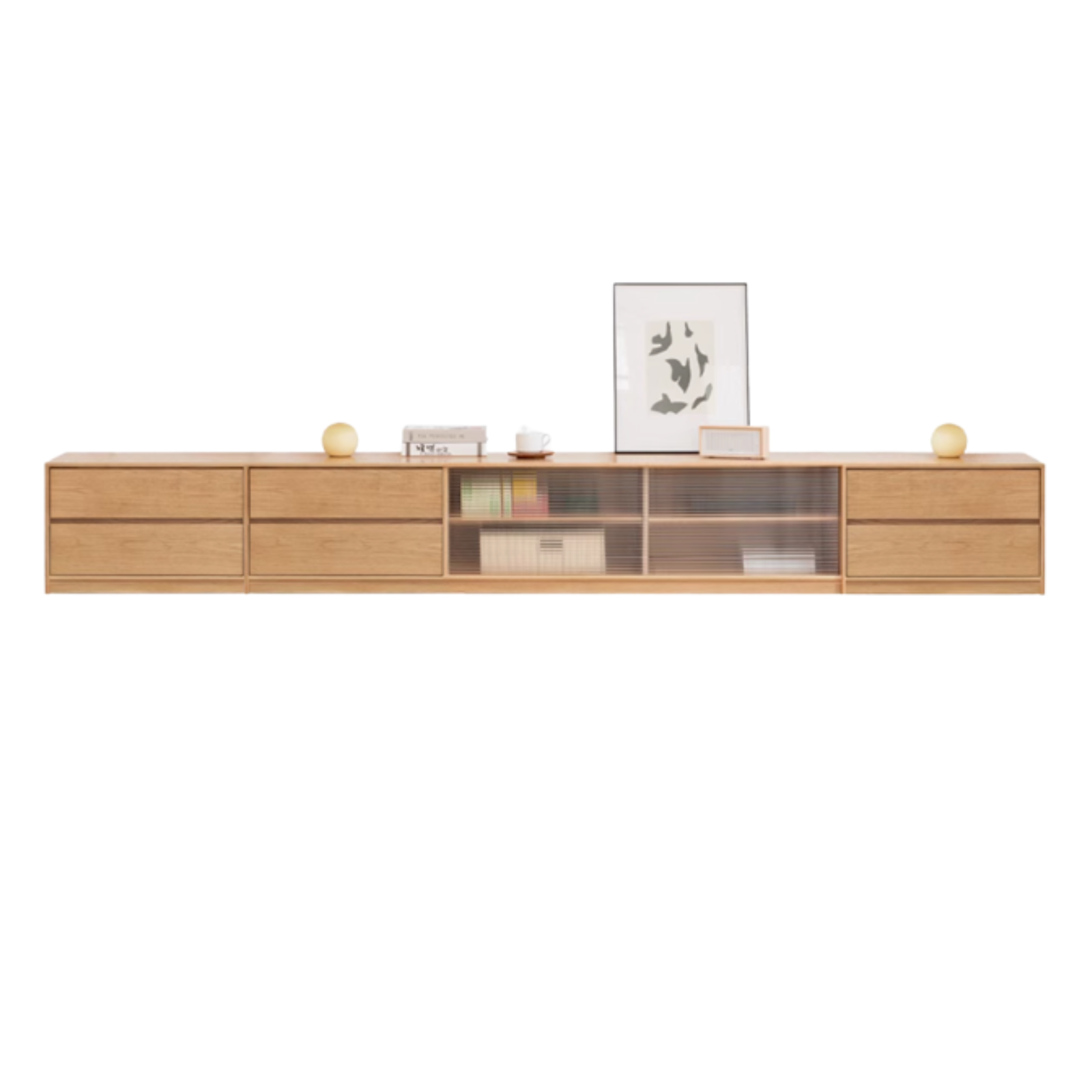 Solid Oak Wood TV Stand with Storage - Modern Entertainment Center for Living Room, Bedroom & Home Theater