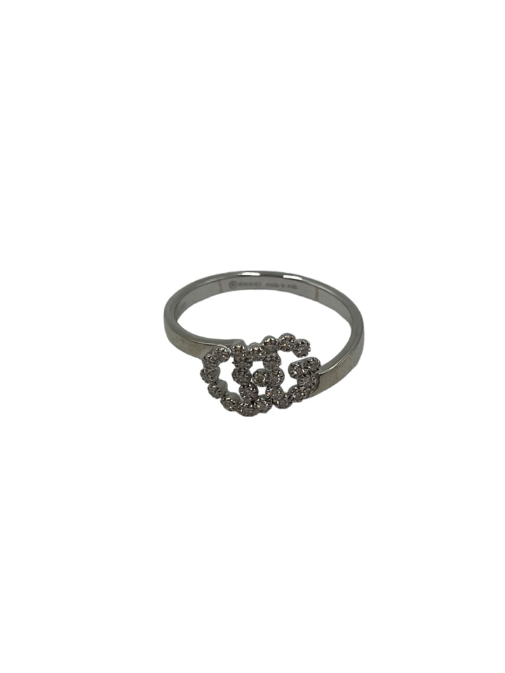 Gucci GG Running White Gold Diamond Ring Size 6 - Luxury Designer Jewelry for Women, Perfect for Weddings, Parties & Special Occasions