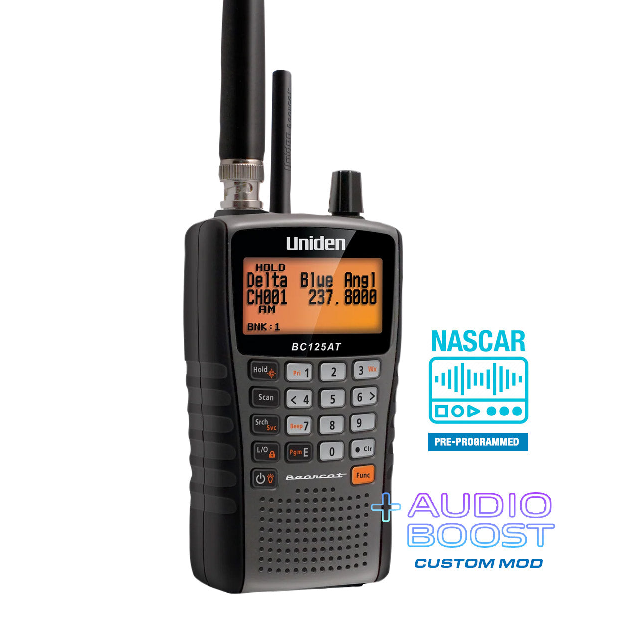 Uniden BC 125AT Digital Race Scanner with Audio Boost - Premium Handheld Police Fire EMS Aviation Radio for Racing Events, Emergency Monitoring & Hobbyist Use