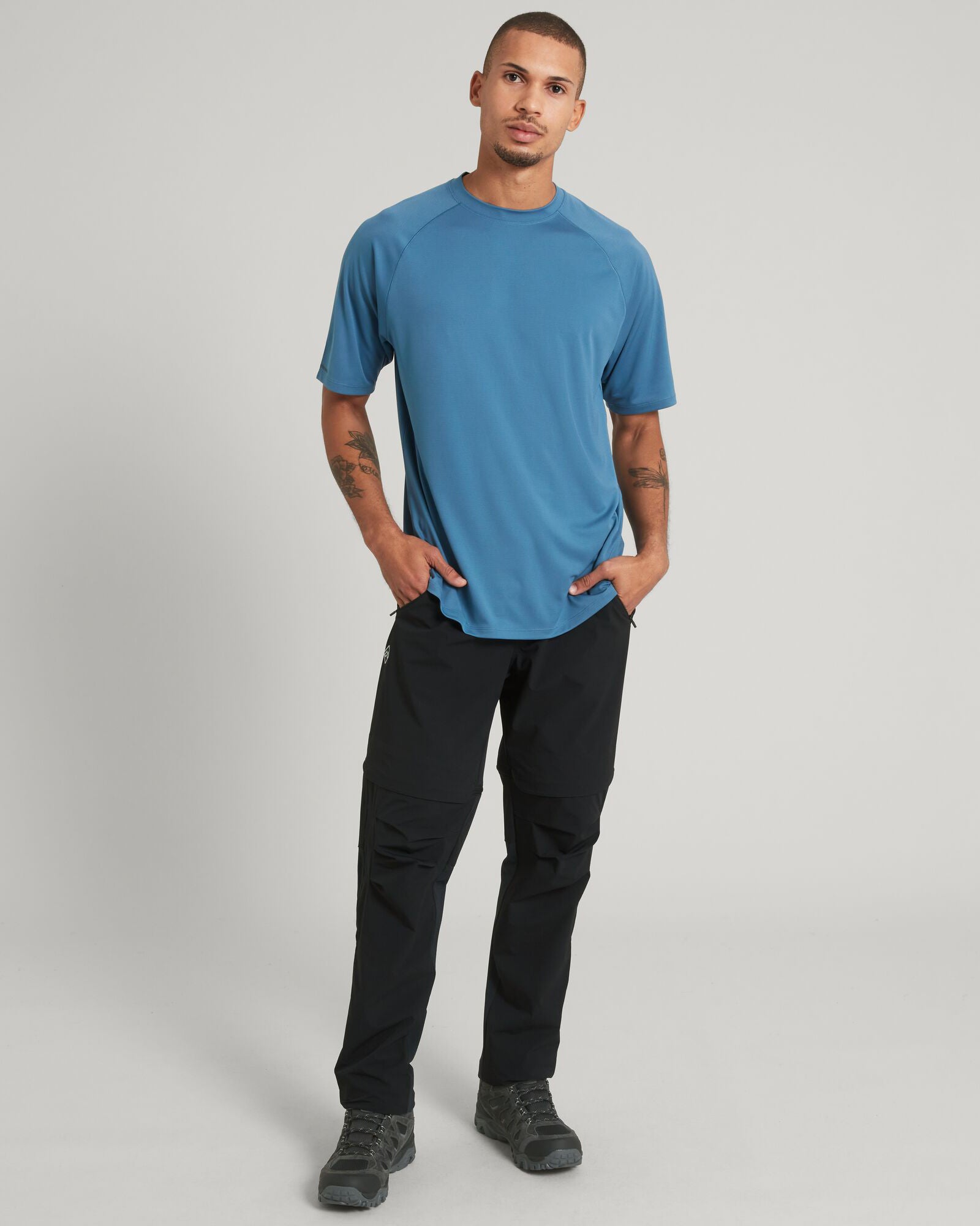 Men's SUN Stopper Short Sleeve T-Shirt - Steel Blue | UV Protection & Breathable Fabric for Outdoor Activities & Summer Wear