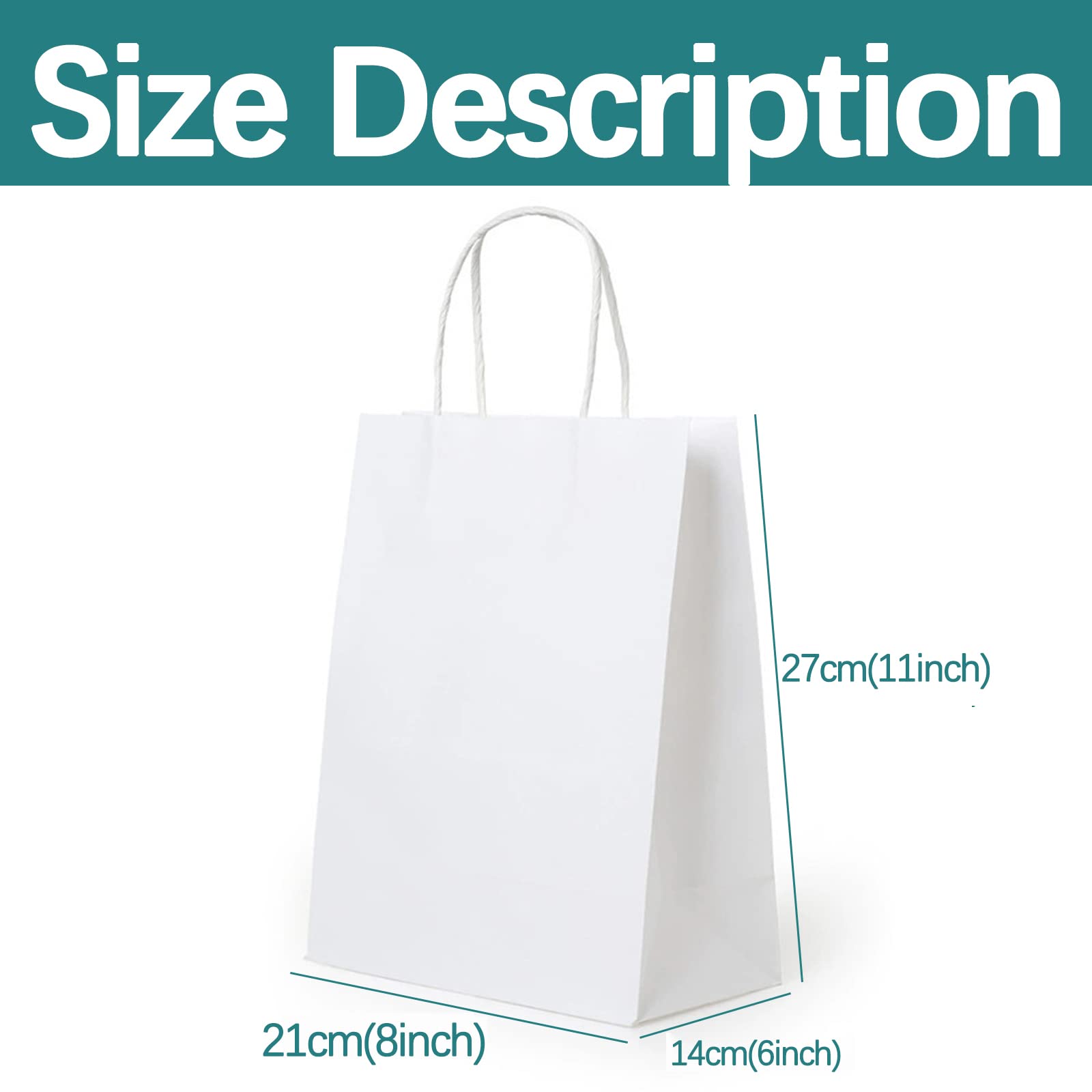 100 Pcs Eco-Friendly Kraft Shopping Bags with Handles - 8x6x11in Brown Paper Gift Bags for Christmas, Birthday, Thanksgiving, Halloween, Easter & Mother's Day - Perfect for Kids Parties, Holiday Gifts & Retail Packaging
