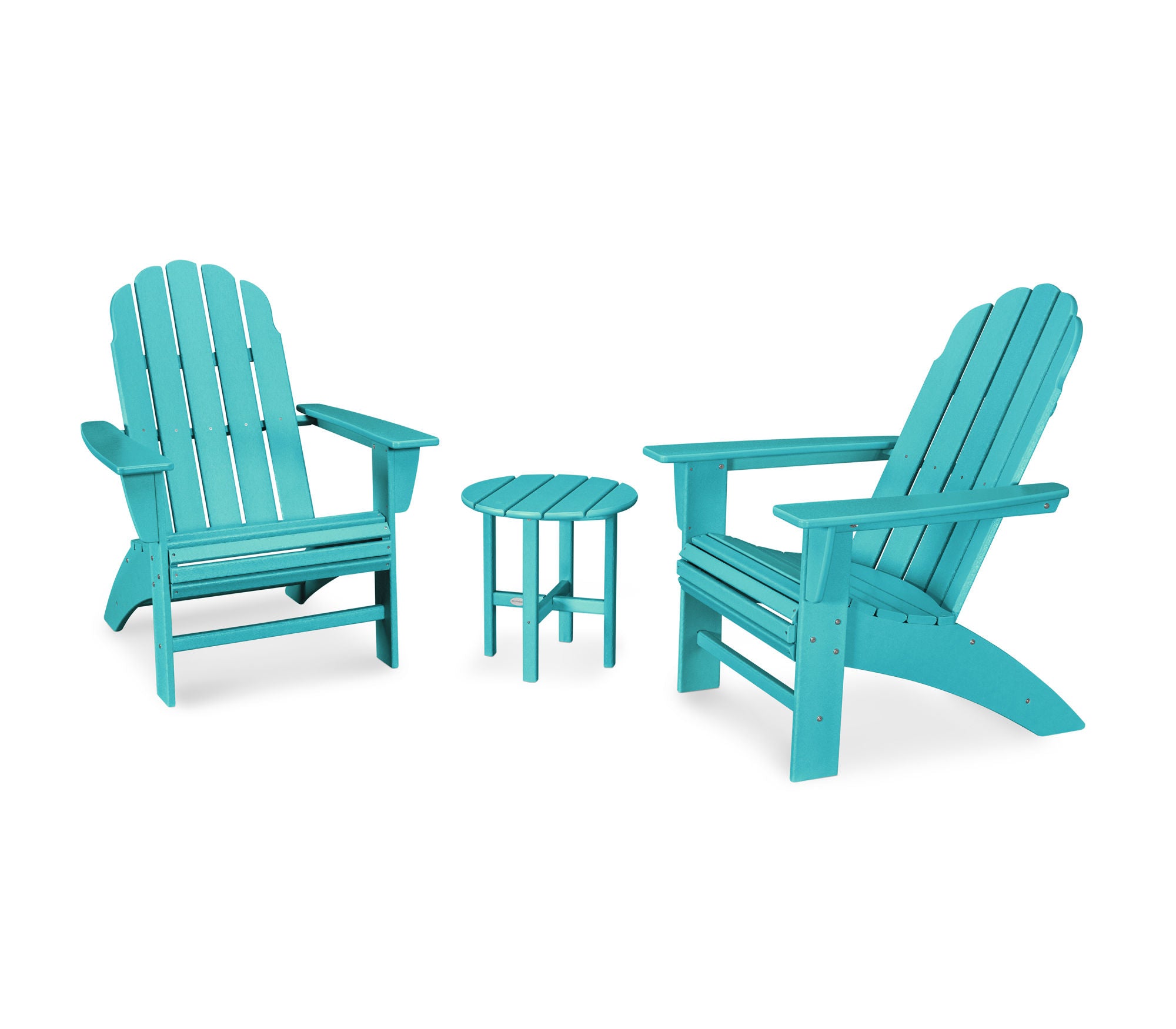 POLYWOOD Vineyard 3-Piece Curveback Adirondack Chair Set - Outdoor Patio Furniture for Garden, Poolside & Backyard Relaxation