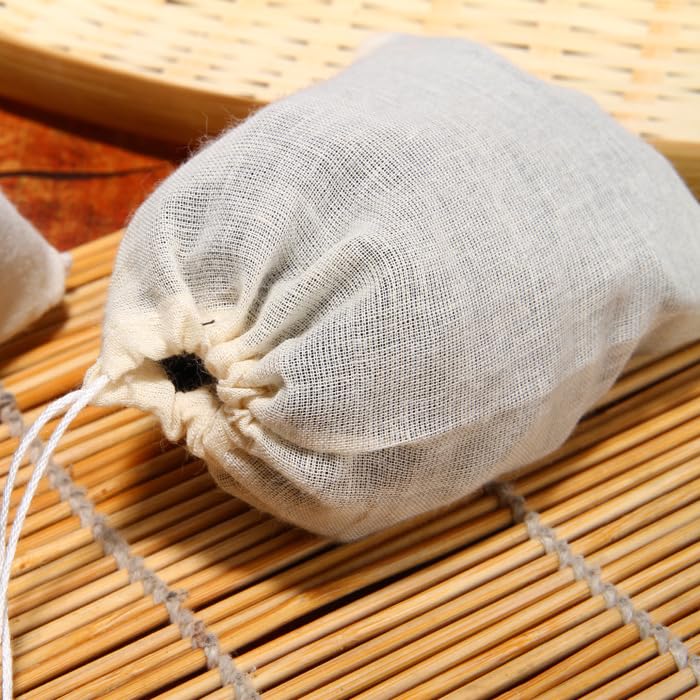 AKOAK 10-Pack 5x6 Inch Natural Unbleached Cotton Muslin Drawstring Bags for Spices, Tea, Herbs & DIY Crafts - Reusable & Eco-Friendly Storage Solution for Kitchen, Bath, Wedding Favors & Party Gifts