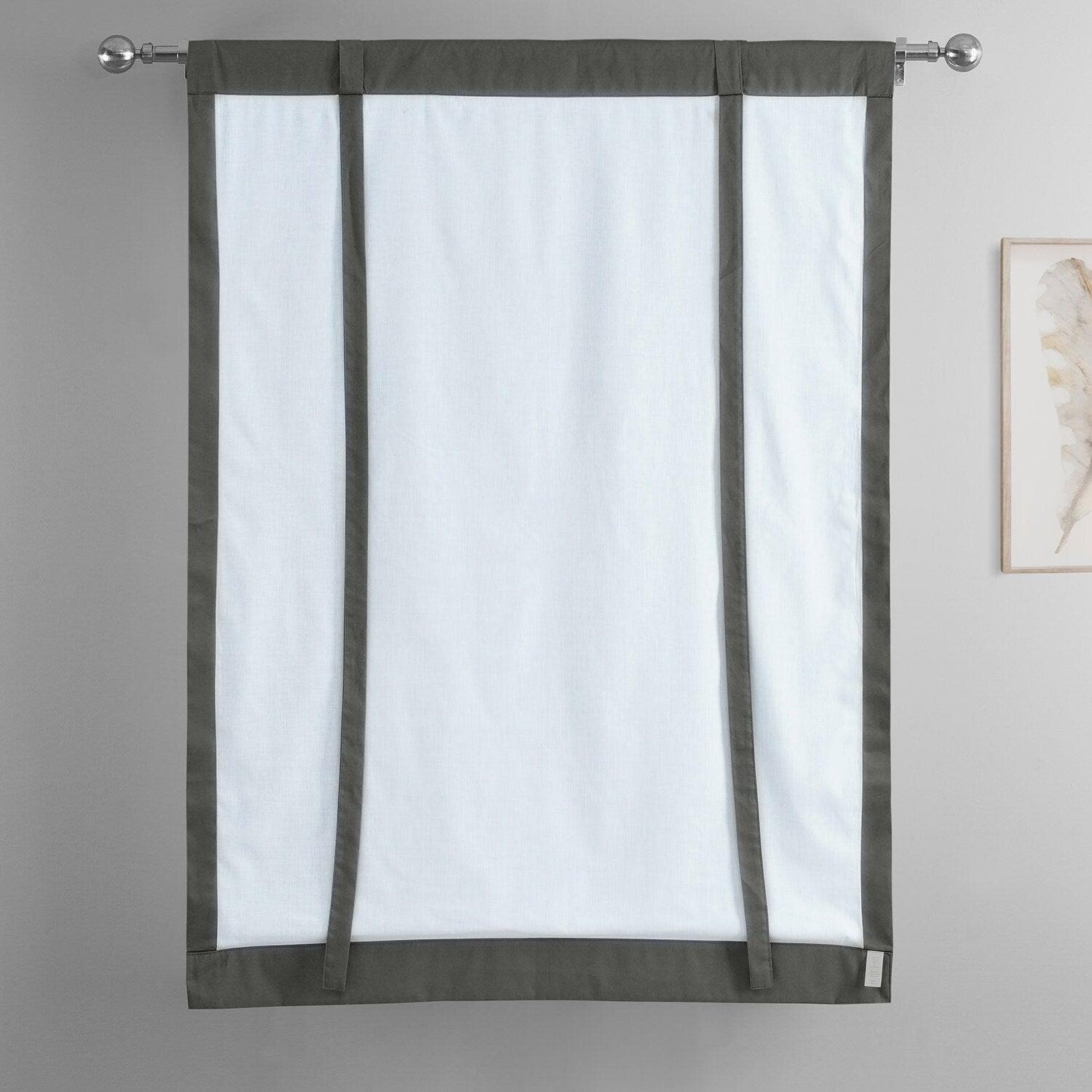 Millstone Grey Solid Cotton Blackout Tie-Up Window Shade - Perfect for Bedrooms, Nurseries & Home Offices