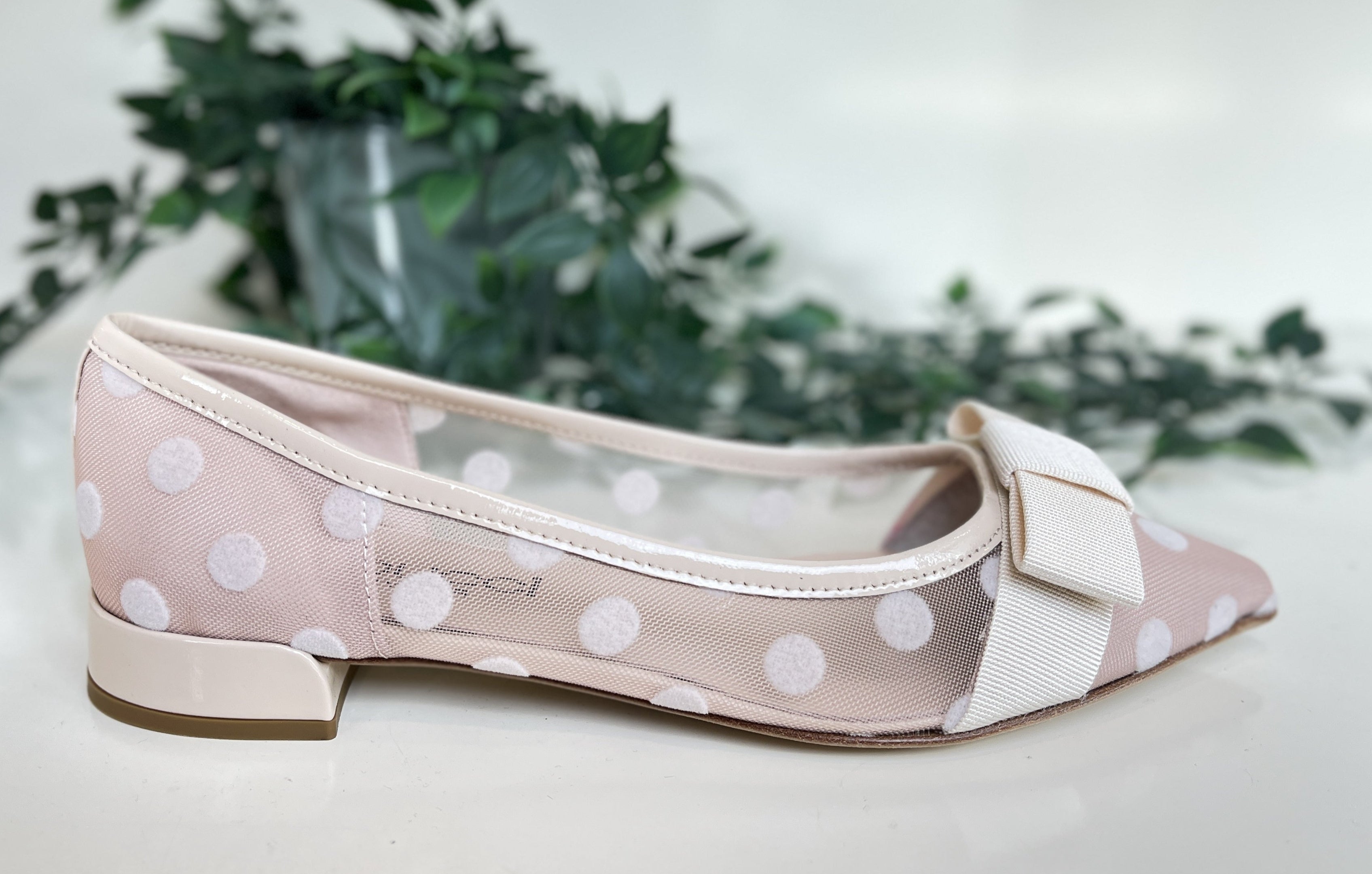 Fabucci Women's Cream Polka Dot Ballet Flats - Comfortable Slip-On Shoes for Casual Wear, Office & Travel (Style A8009R)
