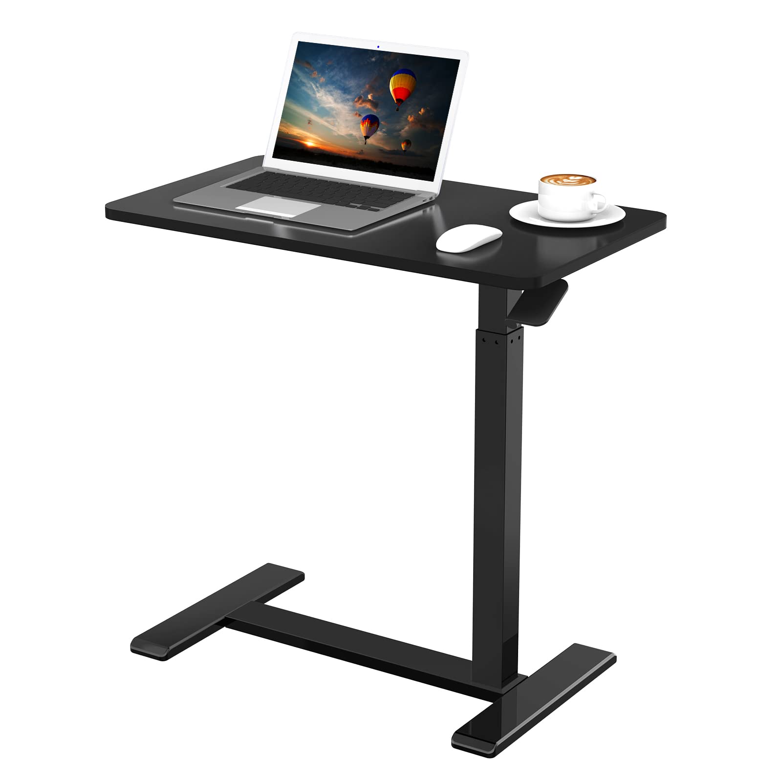 Flexispot Adjustable Overbed Table with Wheels - Pneumatic Height Adjustable Mobile Standing Desk for Laptop, Computer, or Hospital Use - 27.6