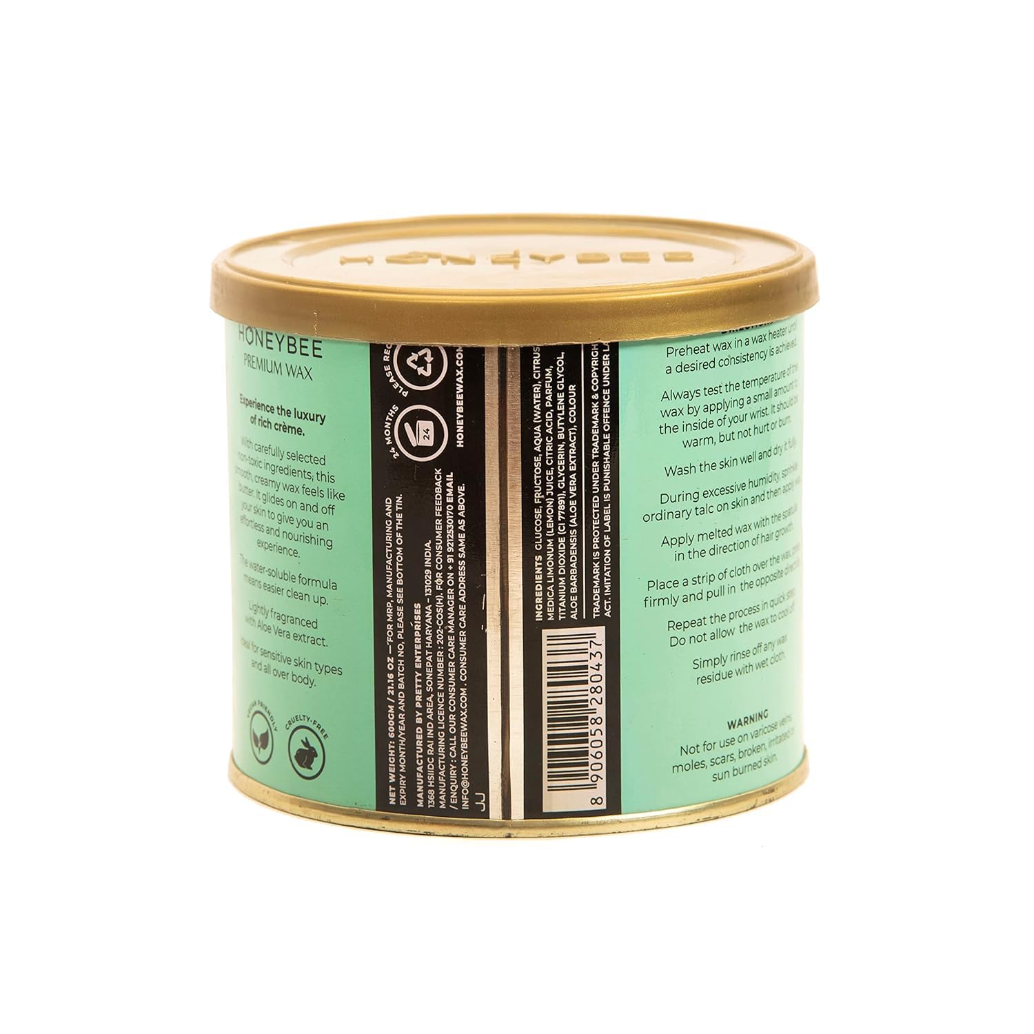 Honeybee Premium Aloe Vera Wax for Hair Removal - 600g | Gentle & Quick At-Home Waxing for Legs, Arms, Underarms & Bikini Area | Sensitive Skin Friendly | Perfect for DIY Spa Days & Smooth Skin Prep