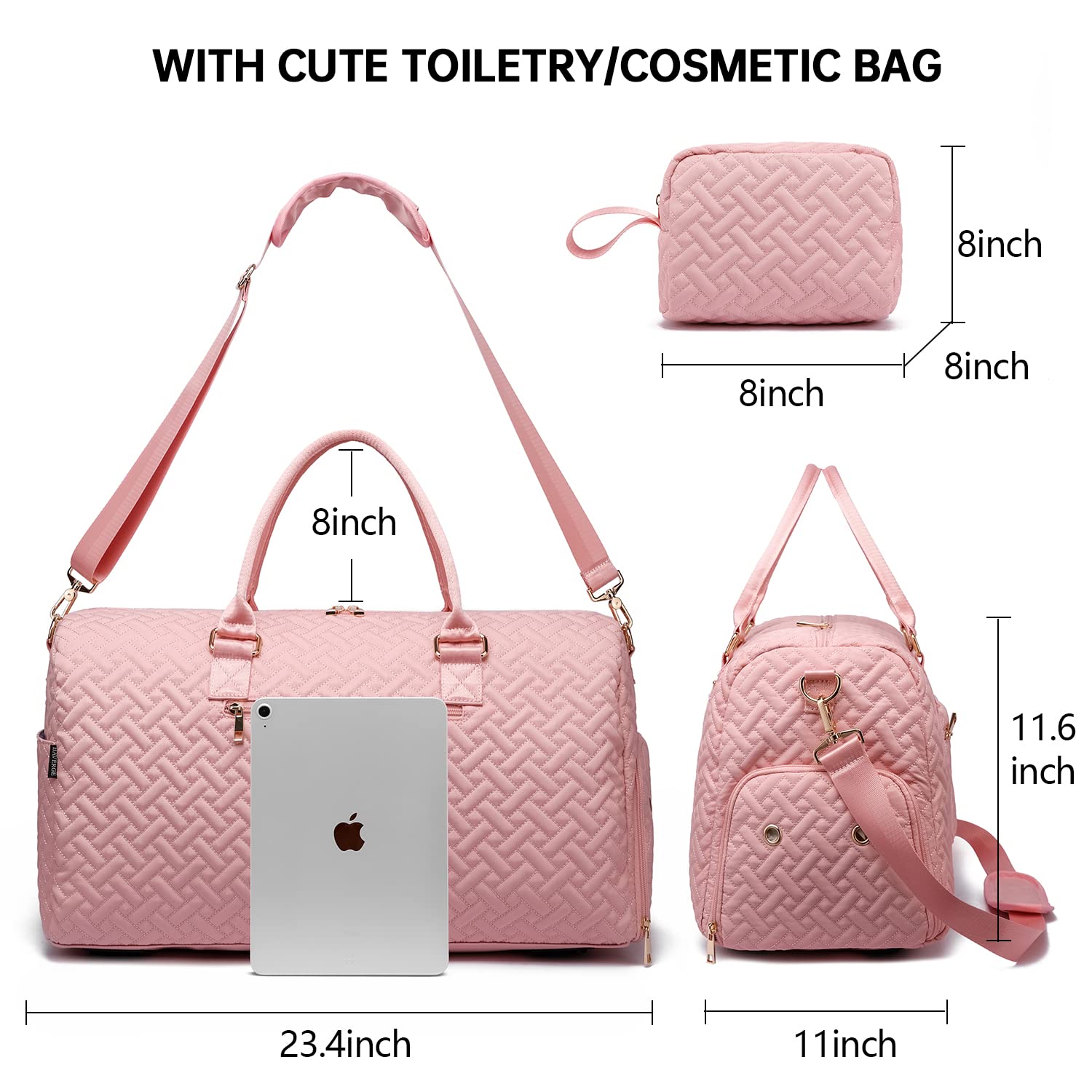 **Large 50L Duffle Bag for Women - Waterproof Travel Weekender with Shoe Compartment & Wet Pocket - Perfect for Gym, Overnight Trips, Hospital Labor & Delivery - Includes Free Toiletry Bag**    (优化说明：   1. 将核心关键词前置   2. 突出产品容量和防水特性   3. 清晰列出所有功能分区   4. 增加使用场景：健身/短途旅行/医院待产   5. 包含赠品信息提升点击率   6. 符合SEO长度规范且保持可读性)