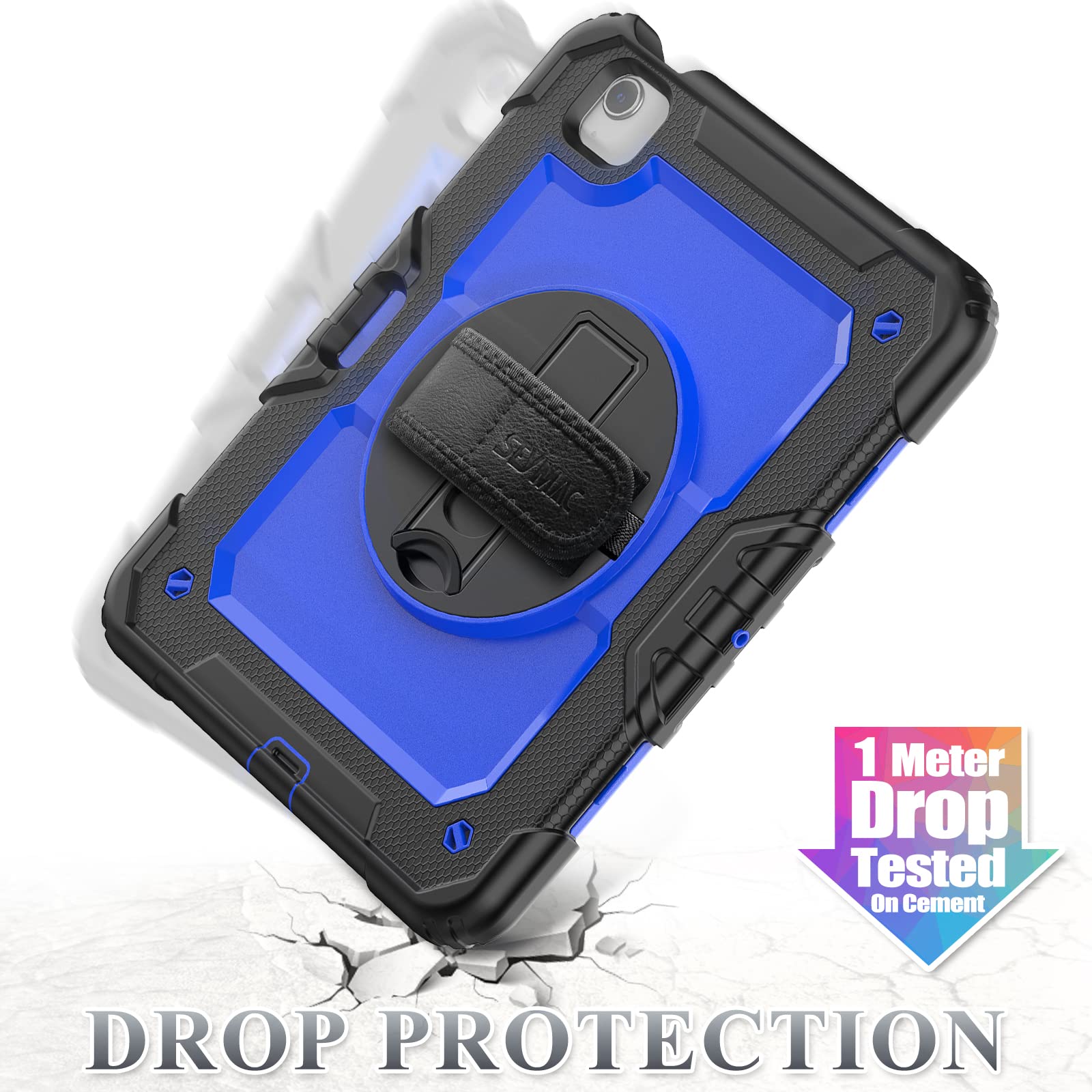 SEYMAC 360° Rotating Protective Case with Hand Strap & Stand for iPad Air 5th/4th Gen 10.9