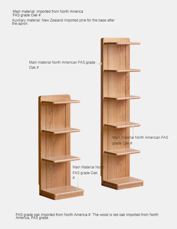Solid Oak Wood Modern Multi-Layer Bookshelf - Stylish Home Office & Living Room Storage Shelf for Books & Decor