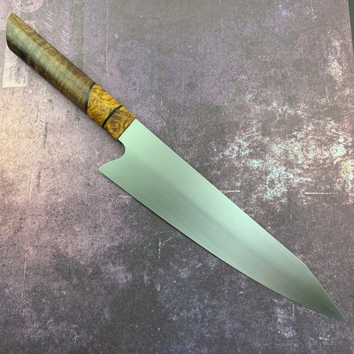 Premium 215mm AEB-L Stainless Steel K-Tip Gyuto Chef Knife by Joe Edson - Handcrafted Japanese Kitchen Knife for Professional Chefs & Home Cooking, Perfect for Slicing, Dicing & Precision Cutting