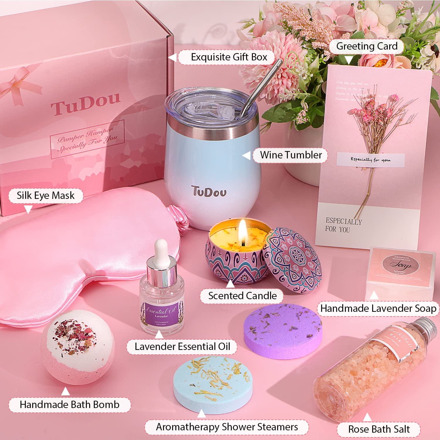 Luxury Self Care Gift Set for Women - Spa Bath & Relaxation Kit with Birthday Pamper Gifts for Her, Wellbeing Present for Mum, Sister, Wife & Friends | Perfect for Home Spa Days, Stress Relief & Get Well Soon Gifts
