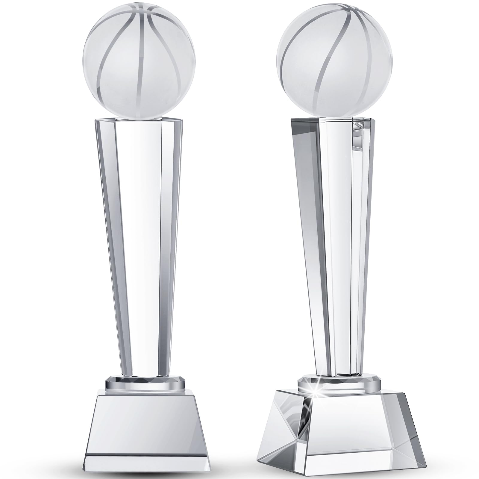 2 Pack 9x2.8 Inch Crystal Glass Trophy Award with Gift Box - Large Sports Trophy for Basketball Tournament, Office Desk Decor & Paperweight - Perfect for Awards Ceremony, Corporate Recognition, and Home Display