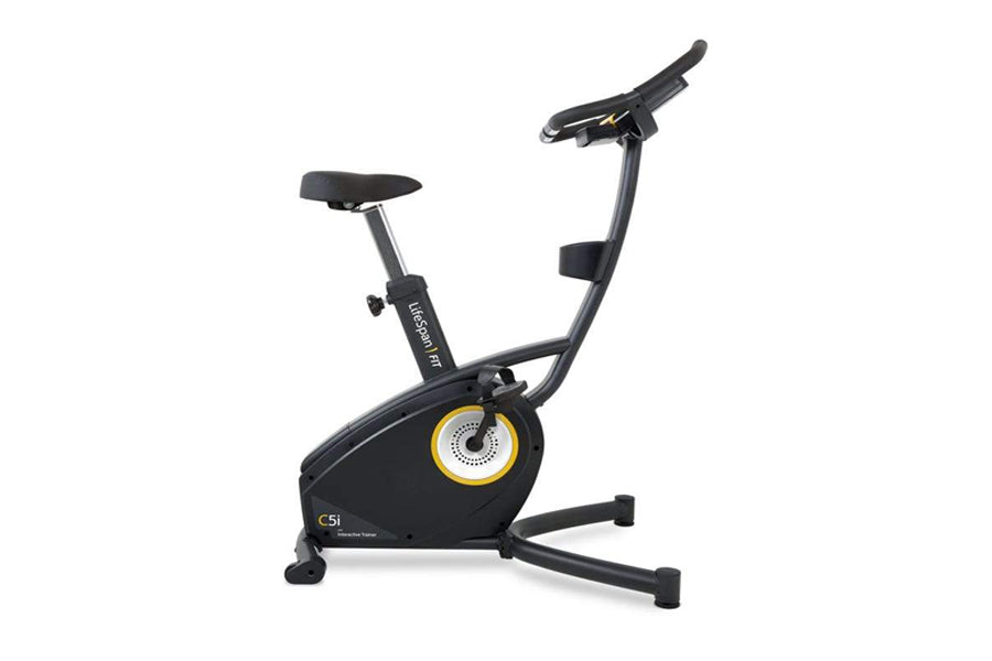 LifeSpan C5i Upright Exercise Bike for Home Gym - Quiet Magnetic Resistance Indoor Cycling Bike with LCD Display for Cardio Workouts & Fitness Training