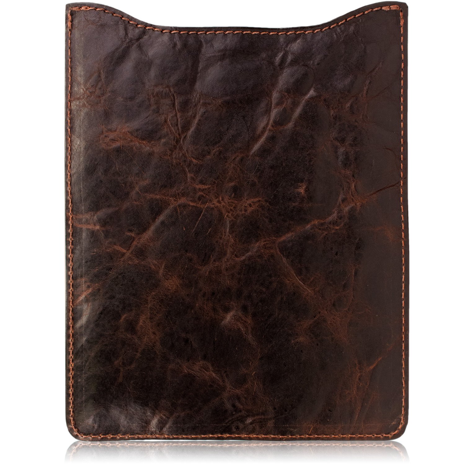 Vintage Western Cowboy Chocolate Brown Distressed Leather Tablet Case for iPad, Galaxy Tab & Kindle Fire - Large Size | Perfect for Travel, Office & Cowboy-Themed Gifts
