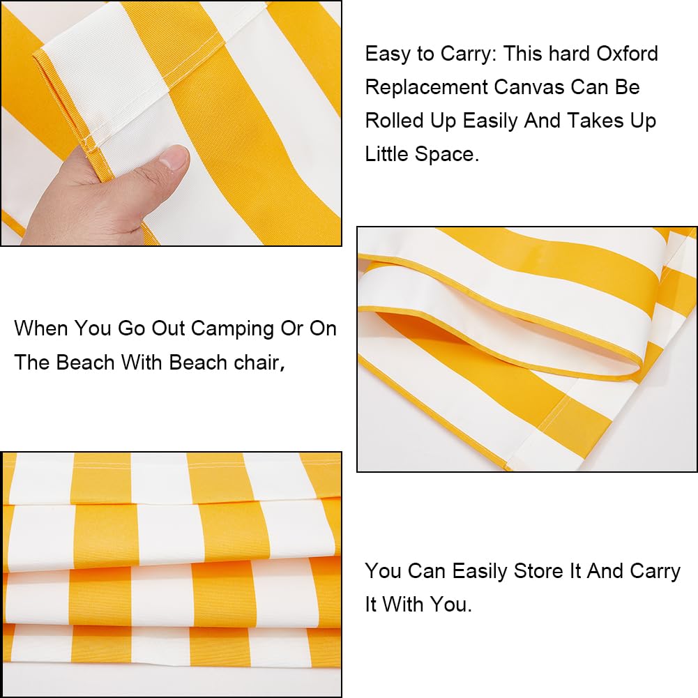 GORGECRAFT 44x17 Inch Beach Sling Chair Replacement Canvas - 1mm Thick Yellow & White Stripes Outdoor Lounge Chair Fabric - Durable Folding Patio Sling Chair for Sunbathing, Poolside, Garden, Courtyard, and Backyard Relaxation