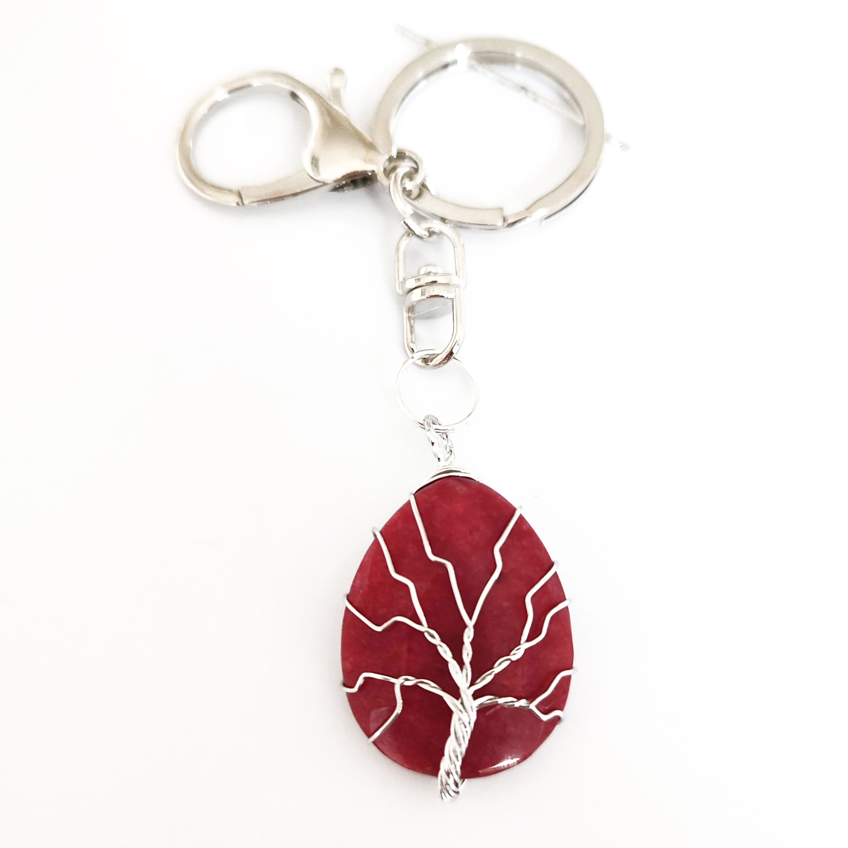 Twisted Tree of Life Keychain - Red | Spiritual Symbol Key Ring for Home, Car & Gifts | Unique Handmade Boho Accessory for Women & Men