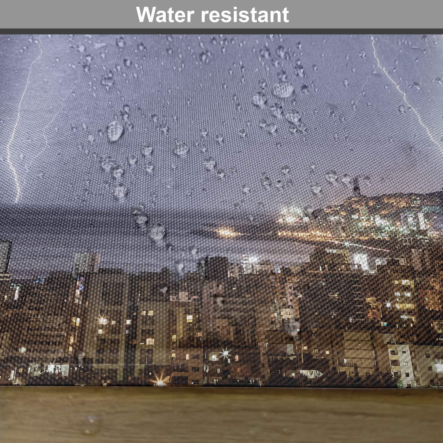 Ambesonne 4-Piece Nature Placemats Set - Majestic Coastal Town View with Dark Stormy Night & Giant Rain Cloud Design - Washable Fabric Table Mats for Dining Room & Kitchen Decor - Perfect for Dinner Parties, Holiday Gatherings & Everyday Use