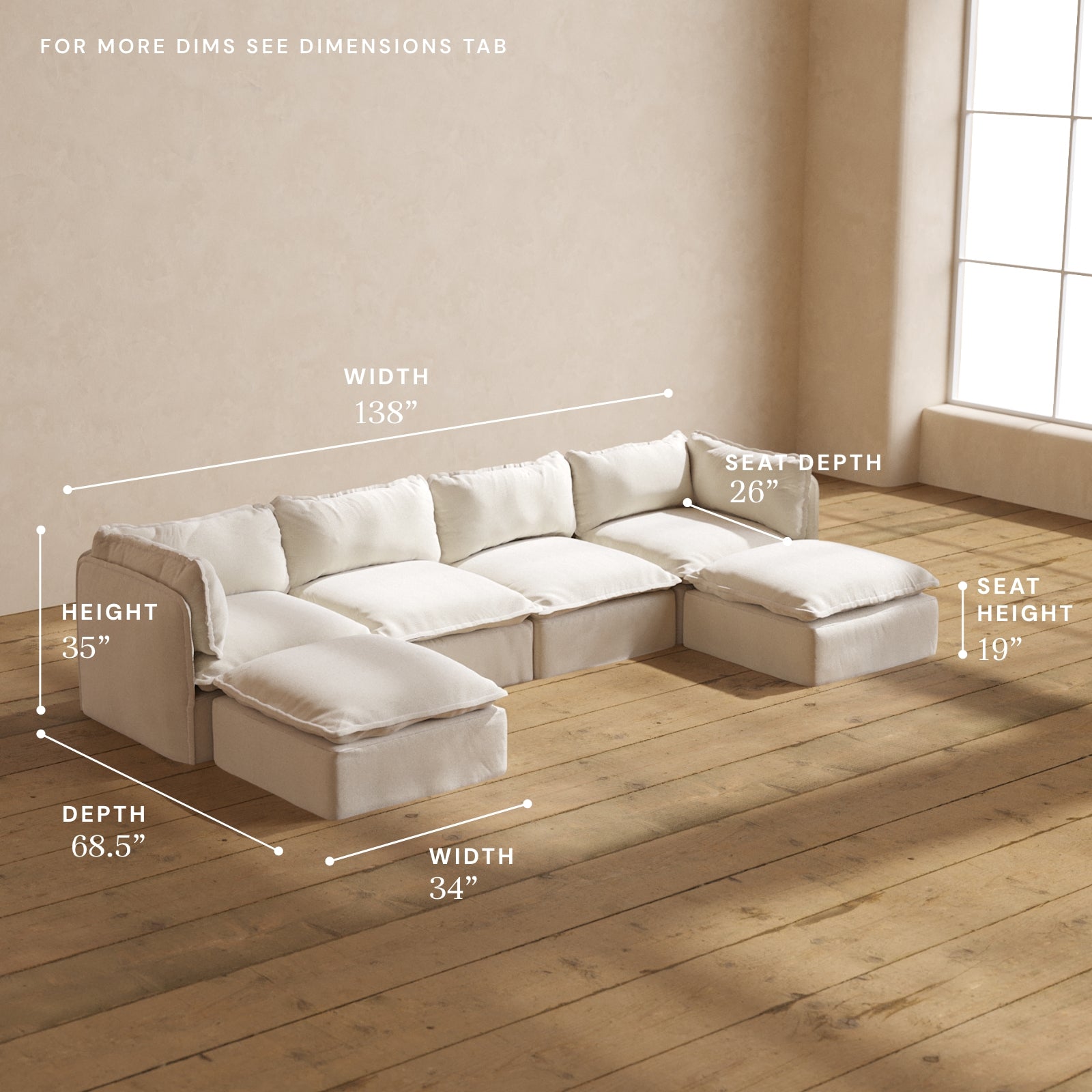 Modular Performance 4-Seater U-Shaped Sectional Sofa in Luxe Fabric | Premium Comfort for Living Room, Family Room & Home Theater