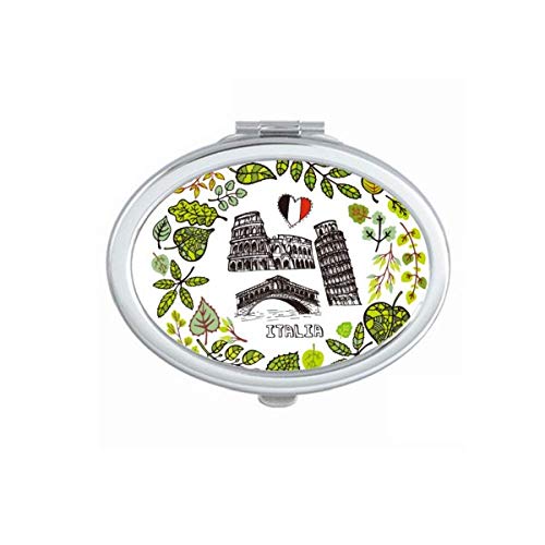 DIYthinker Portable Foldable Double-Sided Makeup Mirror with Colosseum, Pisa & Rialto Bridge Italy Design - Perfect for Travel, Home Vanity & Gift Giving