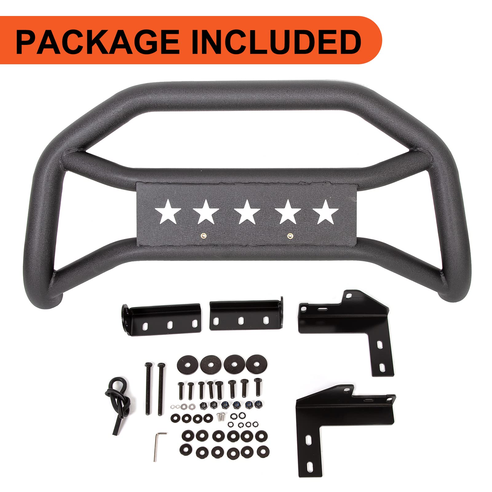 ECOTRIC Heavy Duty Front Bull Bar for 2005-2023 Toyota Tacoma - Black Textured Powder Coated Steel Bumper Brush Guard | Off-Road Protection & Enhanced Truck Styling