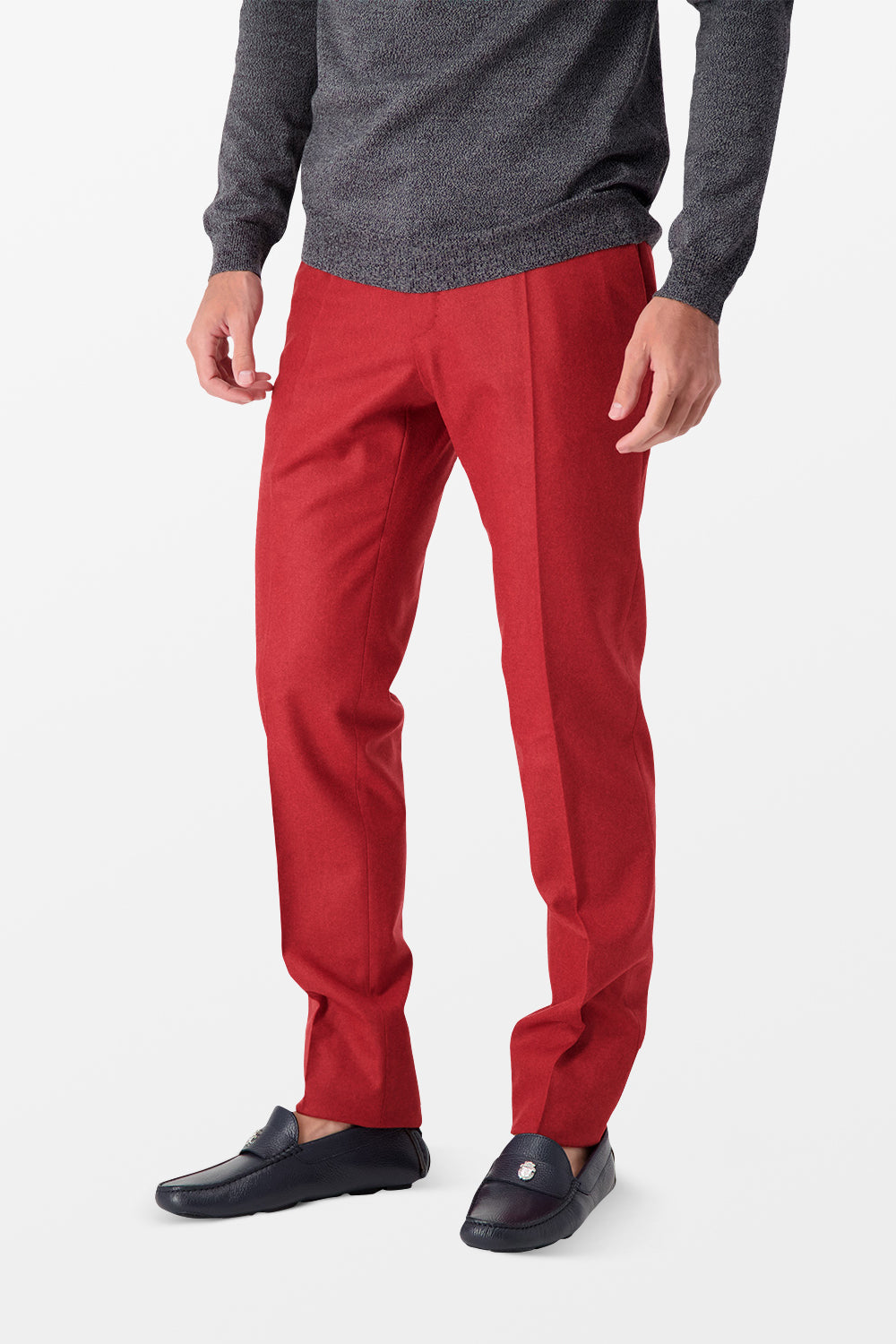 Incotex Red Classic Men's Dress Pants - Slim Fit Comfortable Formal Trousers for Office, Business & Special Occasions