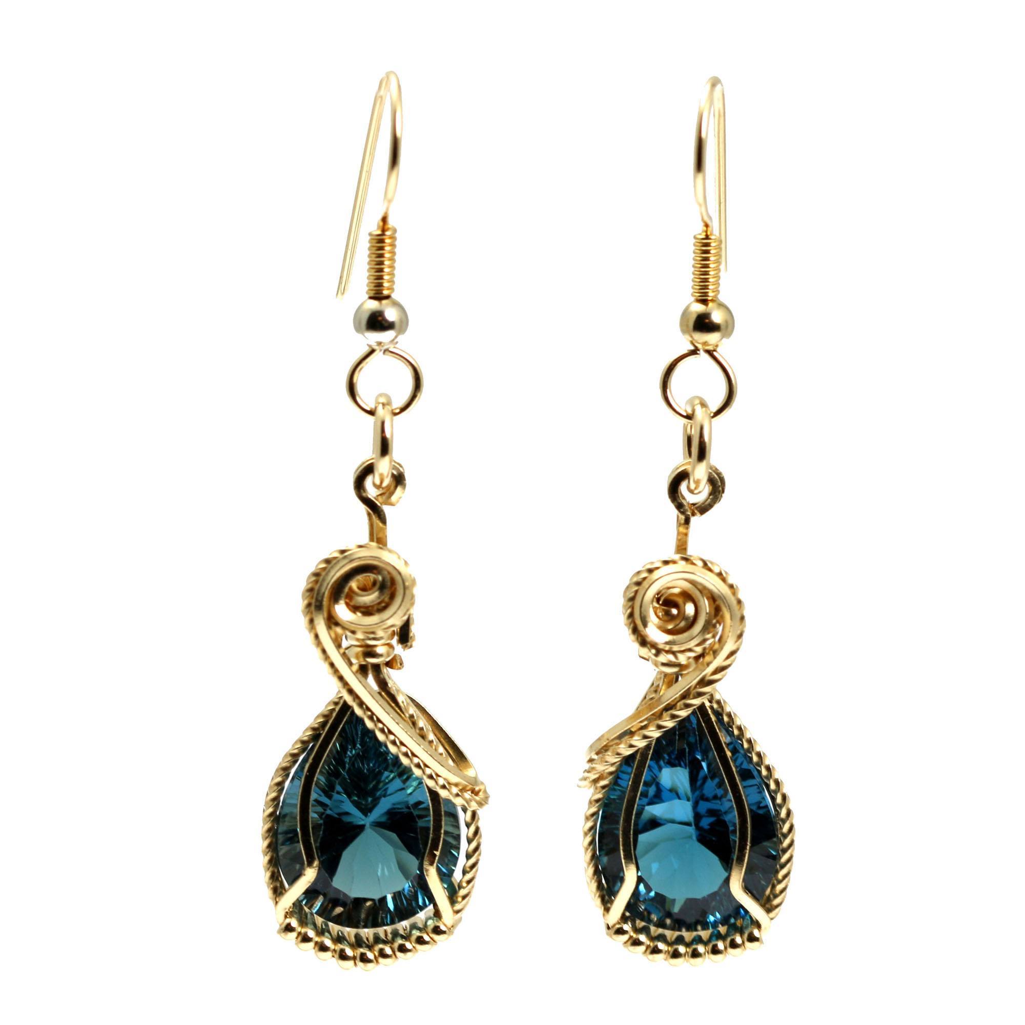 12 CT London Blue Topaz 14K Gold Filled Stud Earrings for Women - Elegant Birthstone Jewelry Gift for Anniversary, Birthday & Special Occasions