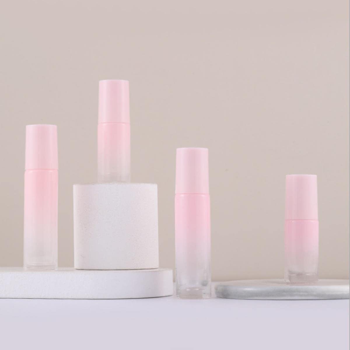 SAMCRY 10/30/50pcs 5ml 10ml Refillable Glass Roller Bottles for Essential Oils & Perfume - Gradient Pink Travel Size Rollerball Vials - Perfect for Aromatherapy, DIY Blends & On-the-Go Use (50pcs, 10ml)