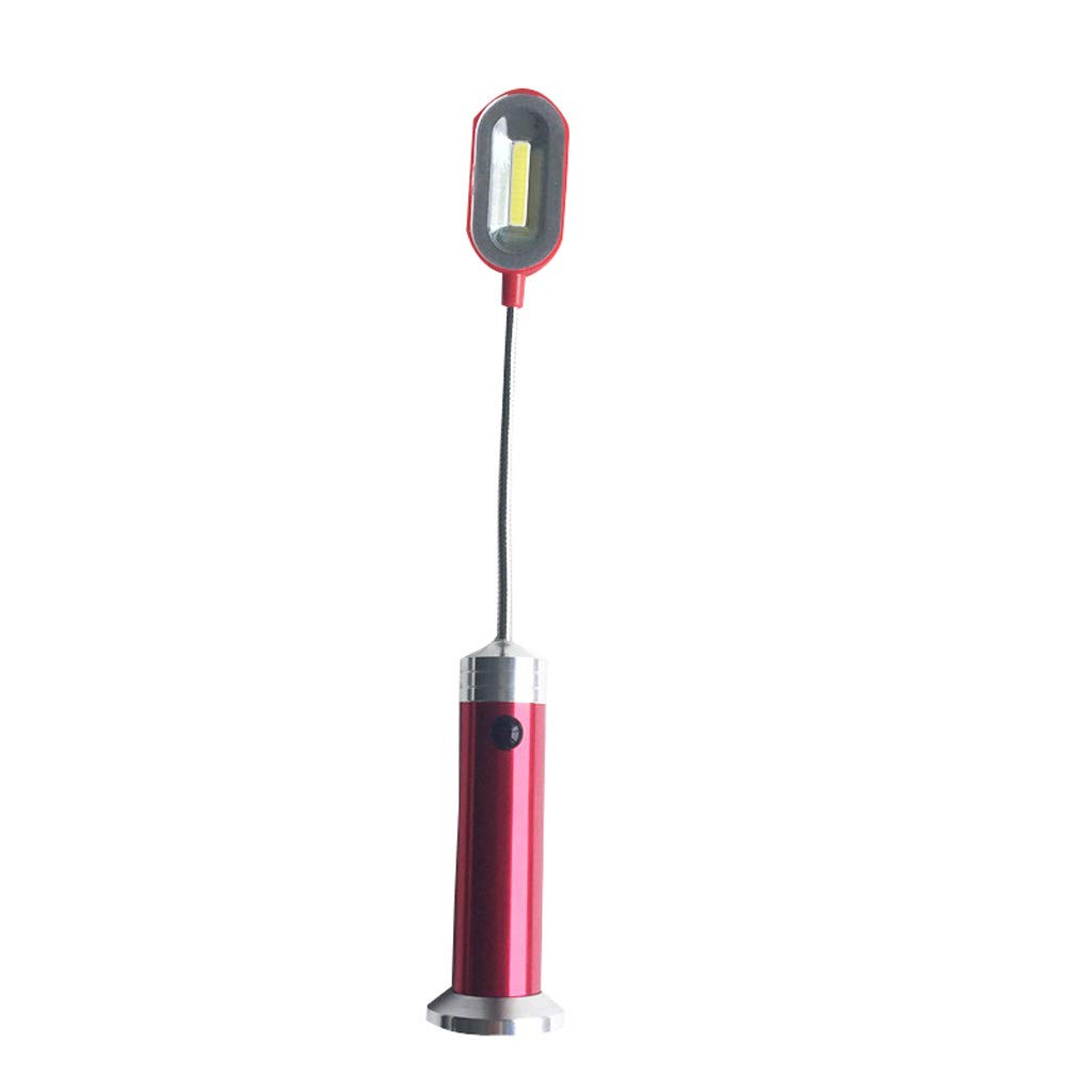 JK22-37 Magnetic LED Flashlight - Adjustable Angle Aluminum Alloy COB Work Light for Camping, Hiking & Emergency Use (Red, One Size)