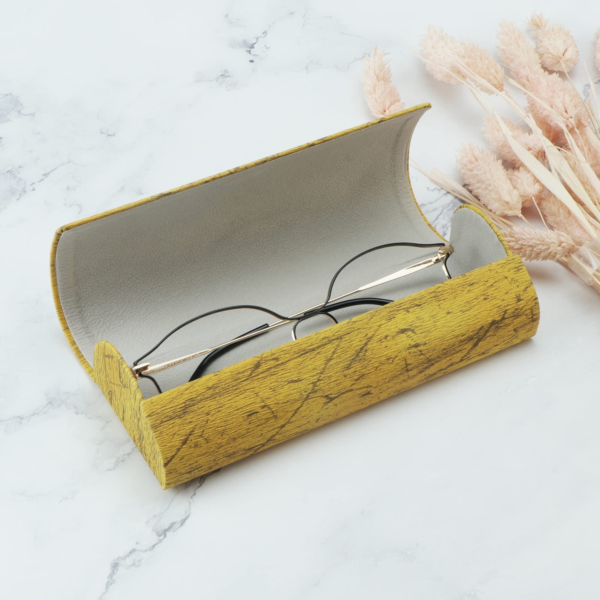 LifeArt Hard Shell Eyeglass Case - Durable PU Leather Sunglass Holder for Women & Men, Lightweight & Portable - Perfect for Travel, Work, and Everyday Use