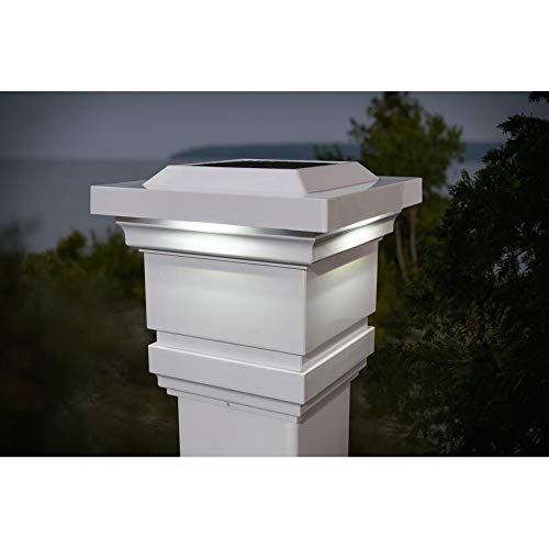 4x4 White PVC Solar Post Cap Lights - Set of 2 with Plastic Bulbs | Energy Efficient Outdoor Lighting for Garden, Pathway, Deck, and Fence Decor