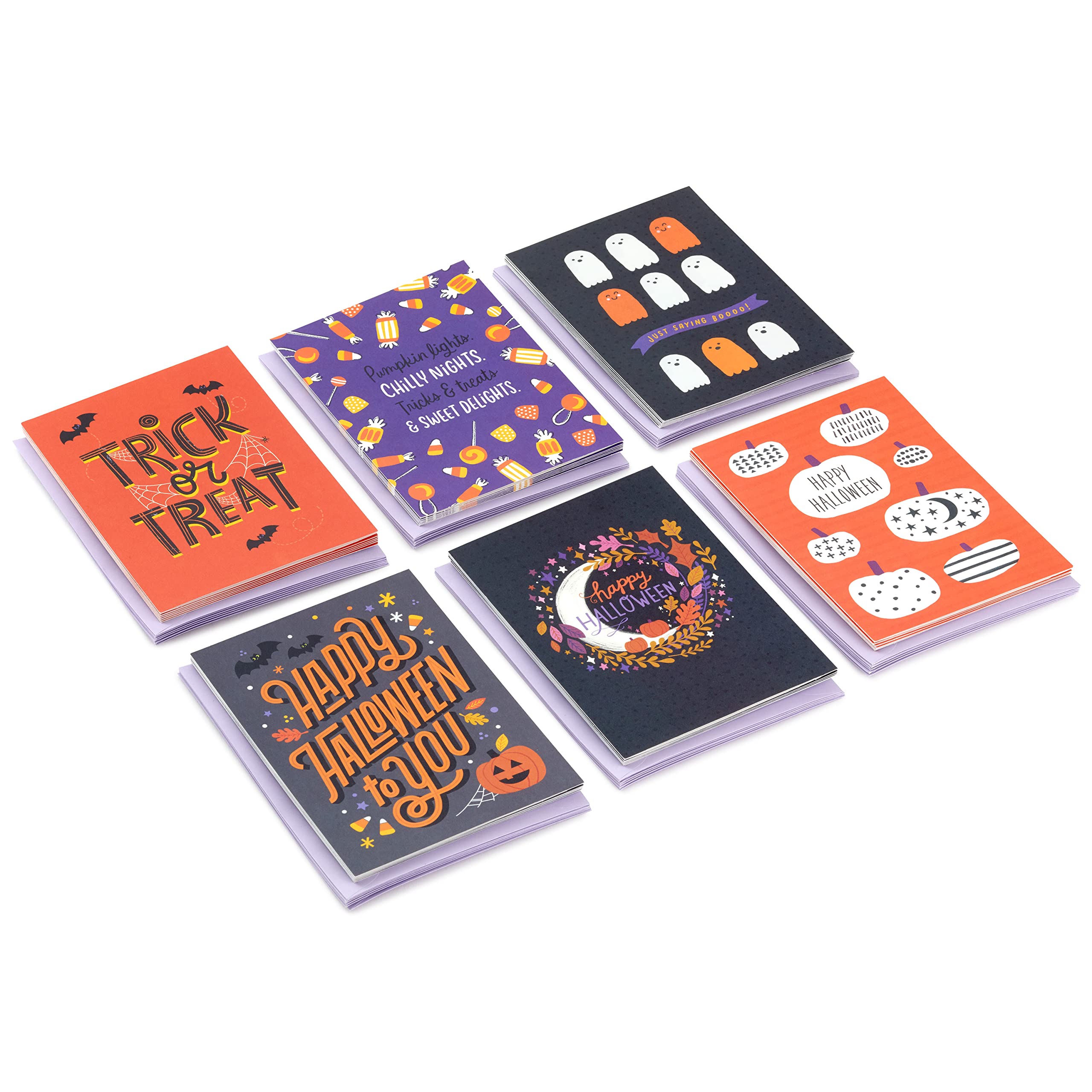 Halloween Greeting Cards Bulk Pack - 36 Assorted Trick or Treat Cards with Envelopes | Perfect for Classroom Parties, Neighborhood Treats & Spooky Celebrations