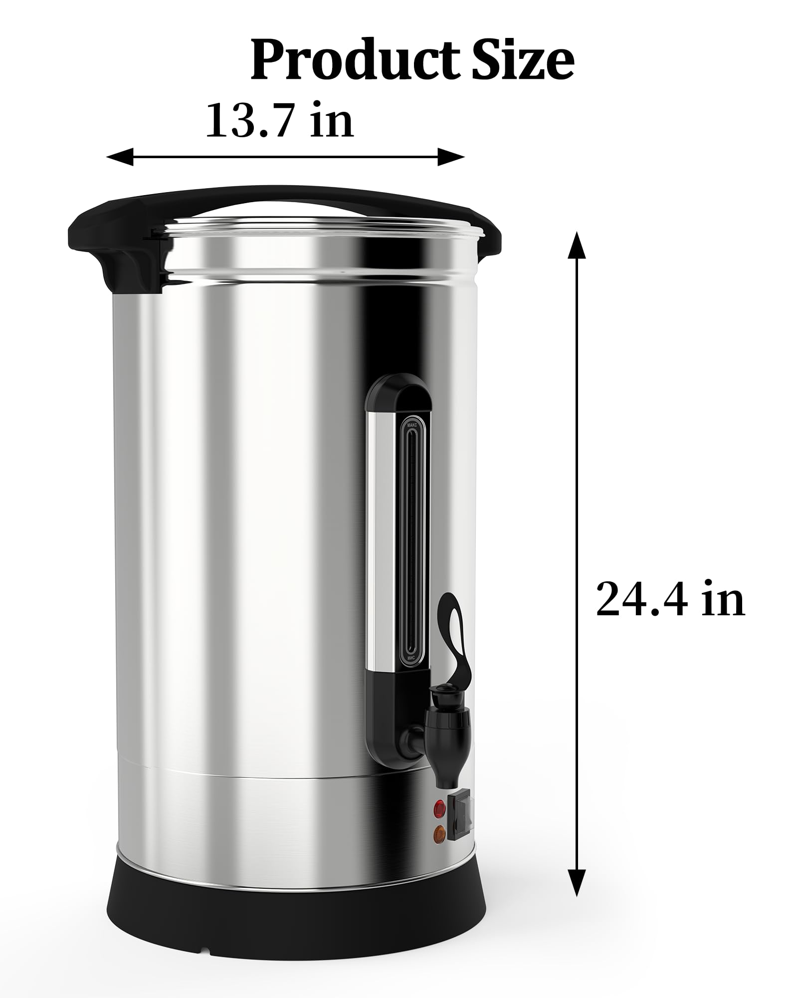 Commercial Grade 16L (110 Cups) Stainless Steel Coffee Urn & Hot Water Dispenser with Percolator - Catering Thermos for Events, Restaurants & Offices - Silver