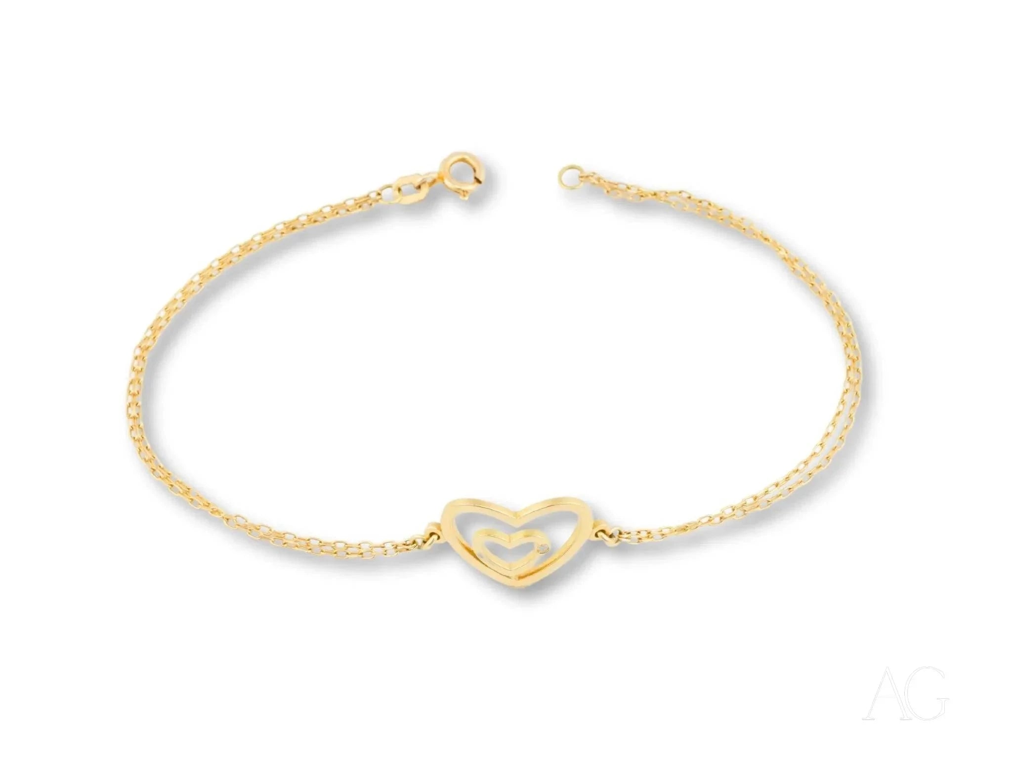 Diamond Heart Bracelet for Women - Elegant 18K Gold Plated Love Charm Jewelry Gift for Her | Perfect for Valentine's Day, Anniversary & Romantic Occasions