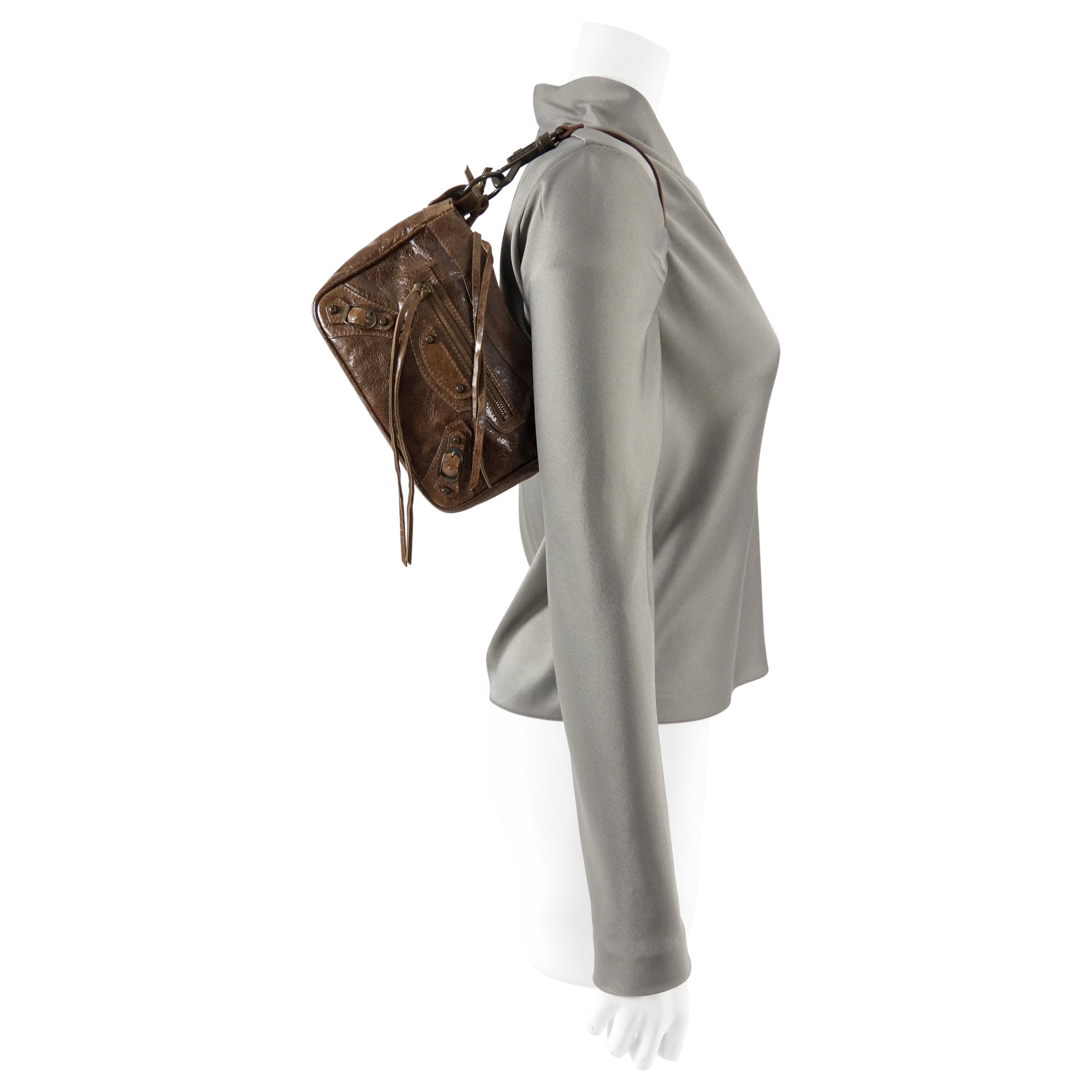 Balenciaga Brown Agneau Leather Hip Pochette Shoulder Bag for Women | Stylish Crossbody Purse for Everyday Use, Parties & Travel