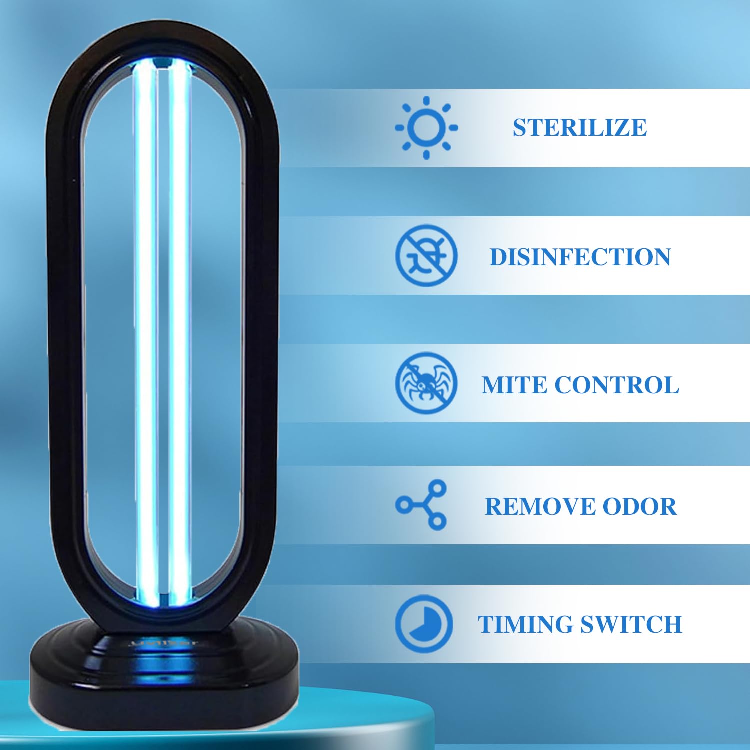 UVLIZER UVO254 Home Disinfection Tower - 60W 110V UV Sanitizer with 3-Speed Timer & Remote Control | Ozone Generator for Basement, Bedroom, Kitchen | Eliminates Germs, Bacteria & Viruses | Ideal for Home, Office & Travel Use