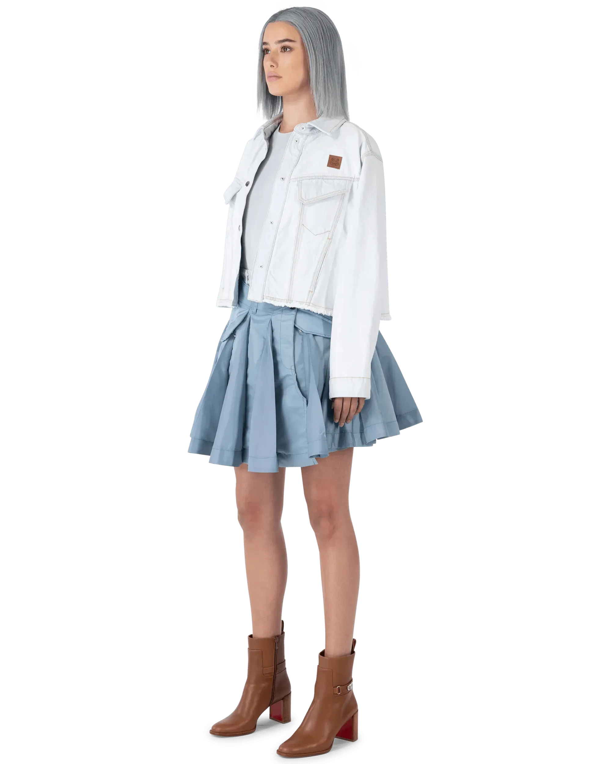 Trendy Frayed Hem Cropped Denim Jacket for Women - Vintage Distressed Denim Jacket with Raw Edge Details | Perfect for Spring Layering, Music Festivals & Casual Street Style