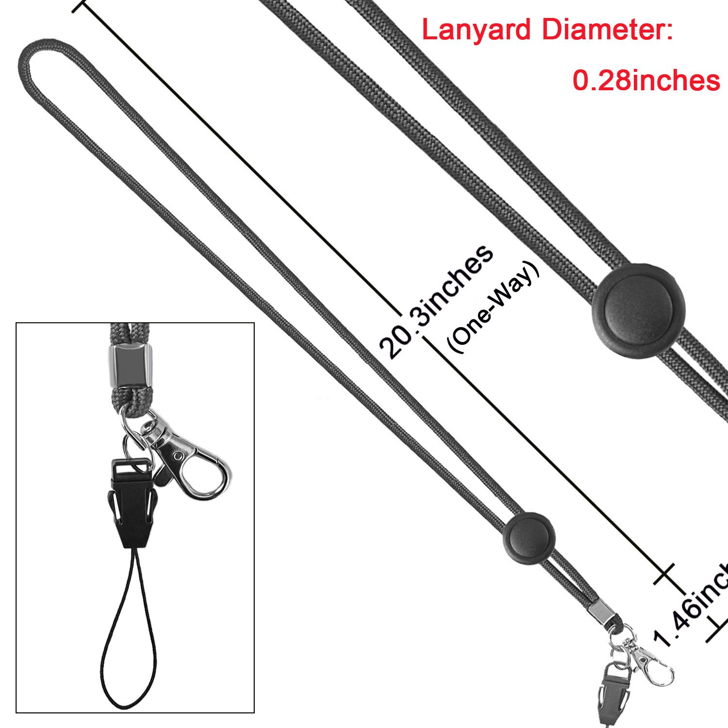 YOUOWO 5 Pack Adjustable ID Lanyards with Clip - for Office, Cruise & Keys